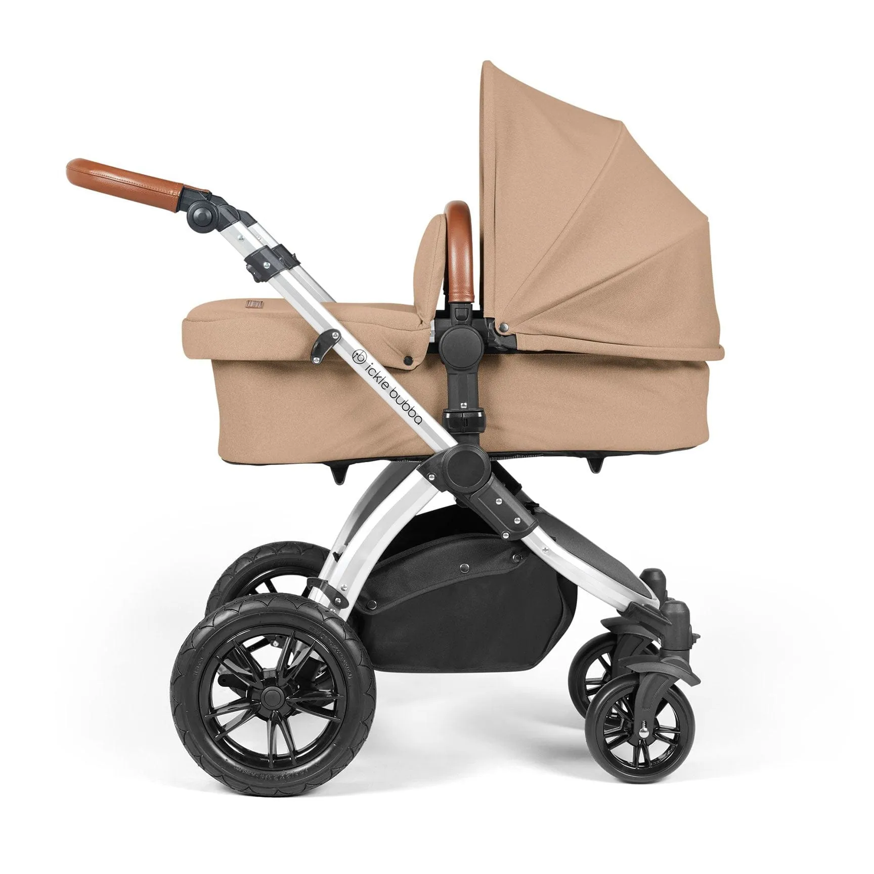 Ickle Bubba Stomp Luxe All-in-One Travel System with Isofix Base - Silver/Desert/Tan