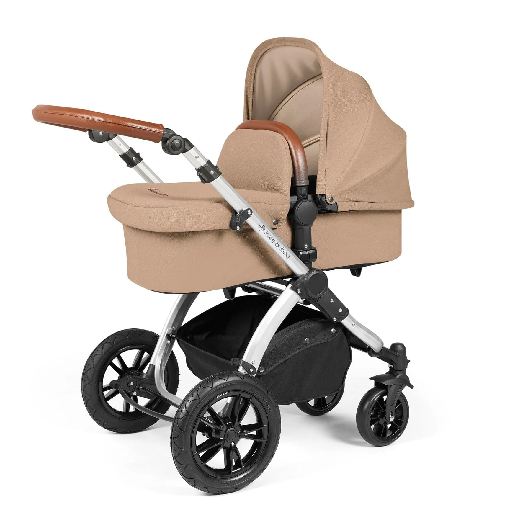 Ickle Bubba Stomp Luxe All-in-One Travel System with Isofix Base - Silver/Desert/Tan