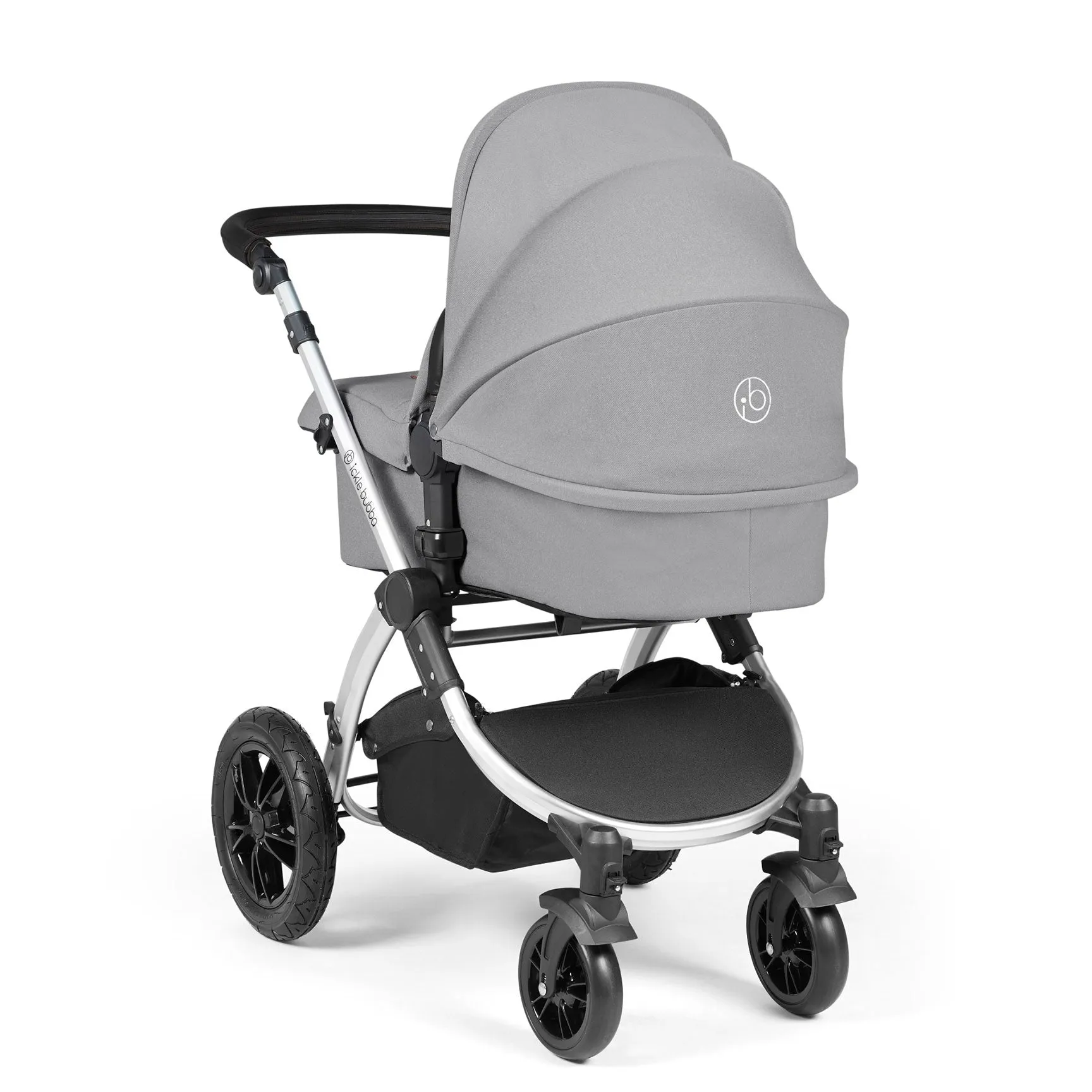 Ickle Bubba Stomp Luxe All-in-One Travel System with Isofix Base - Silver/Pearl Grey/Black