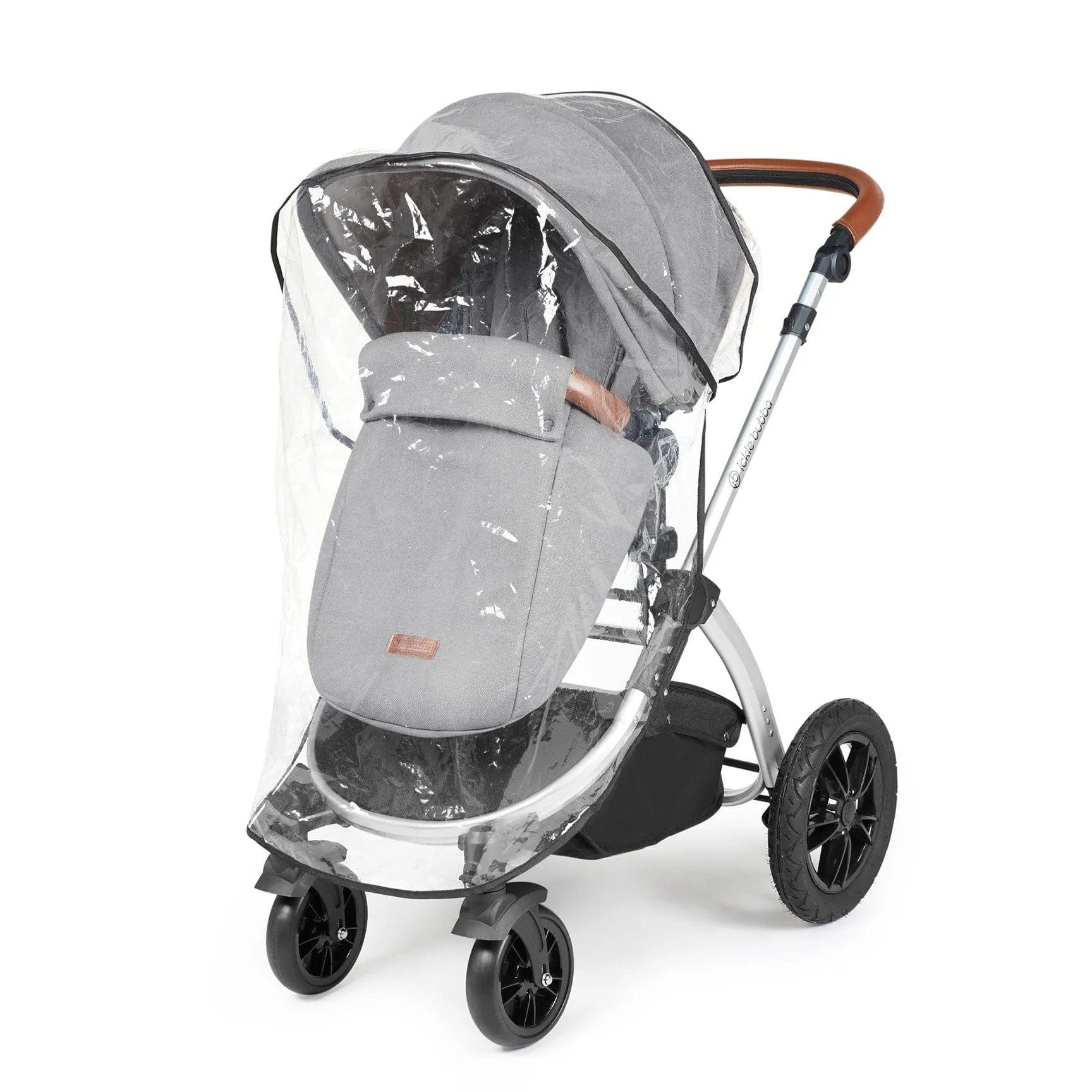 Ickle Bubba Stomp Luxe All-in-One Travel System with Isofix Base - Silver/Pearl Grey/Tan