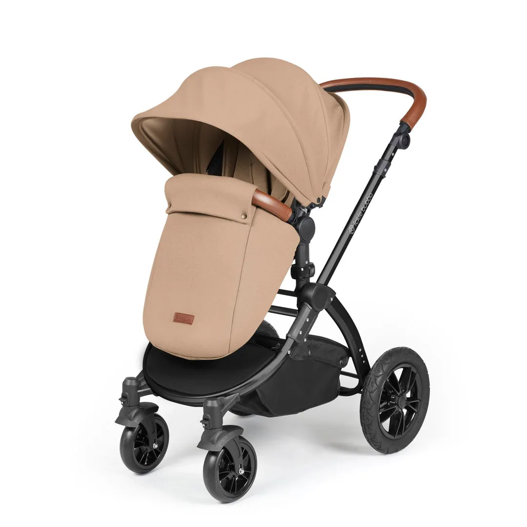 Ickle Bubba Stomp Luxe i-Size Travel System with Cirrus Car Seat & Base - Desert Black - FREE BUBBA & ME BEDSIDE CRIB