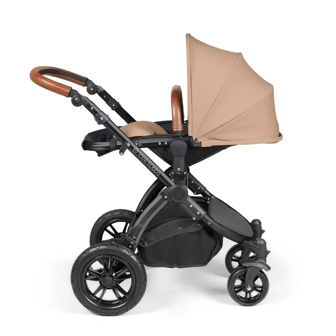 Ickle Bubba Stomp Luxe i-Size Travel System with Cirrus Car Seat & Base - Desert Black - FREE BUBBA & ME BEDSIDE CRIB