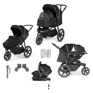 Ickle Bubba Venus Prime Jogger Stroller I-Size Travel System - Black/Black with Base