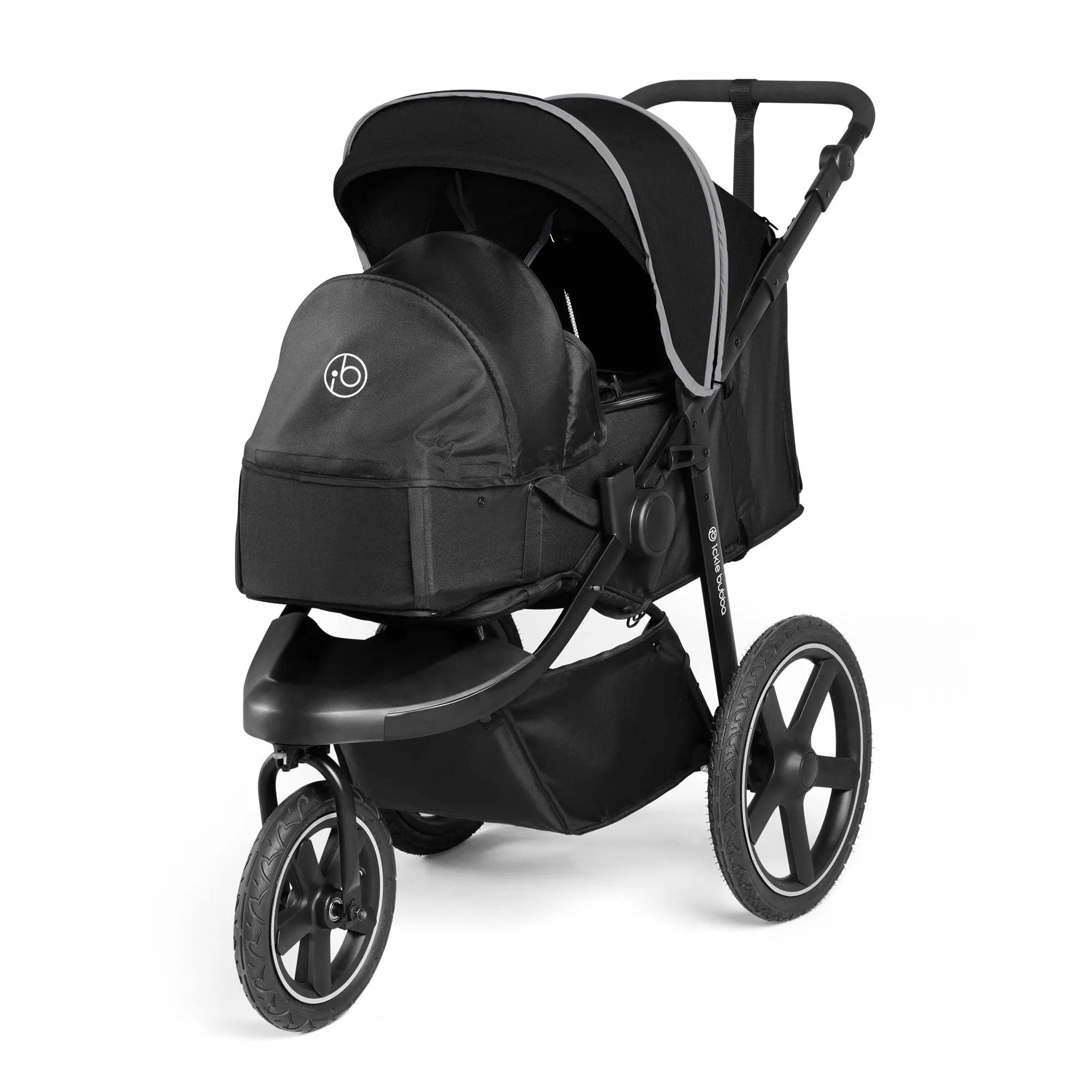 Ickle Bubba Venus Prime Jogger Stroller I-Size Travel System - Black/Black with Base
