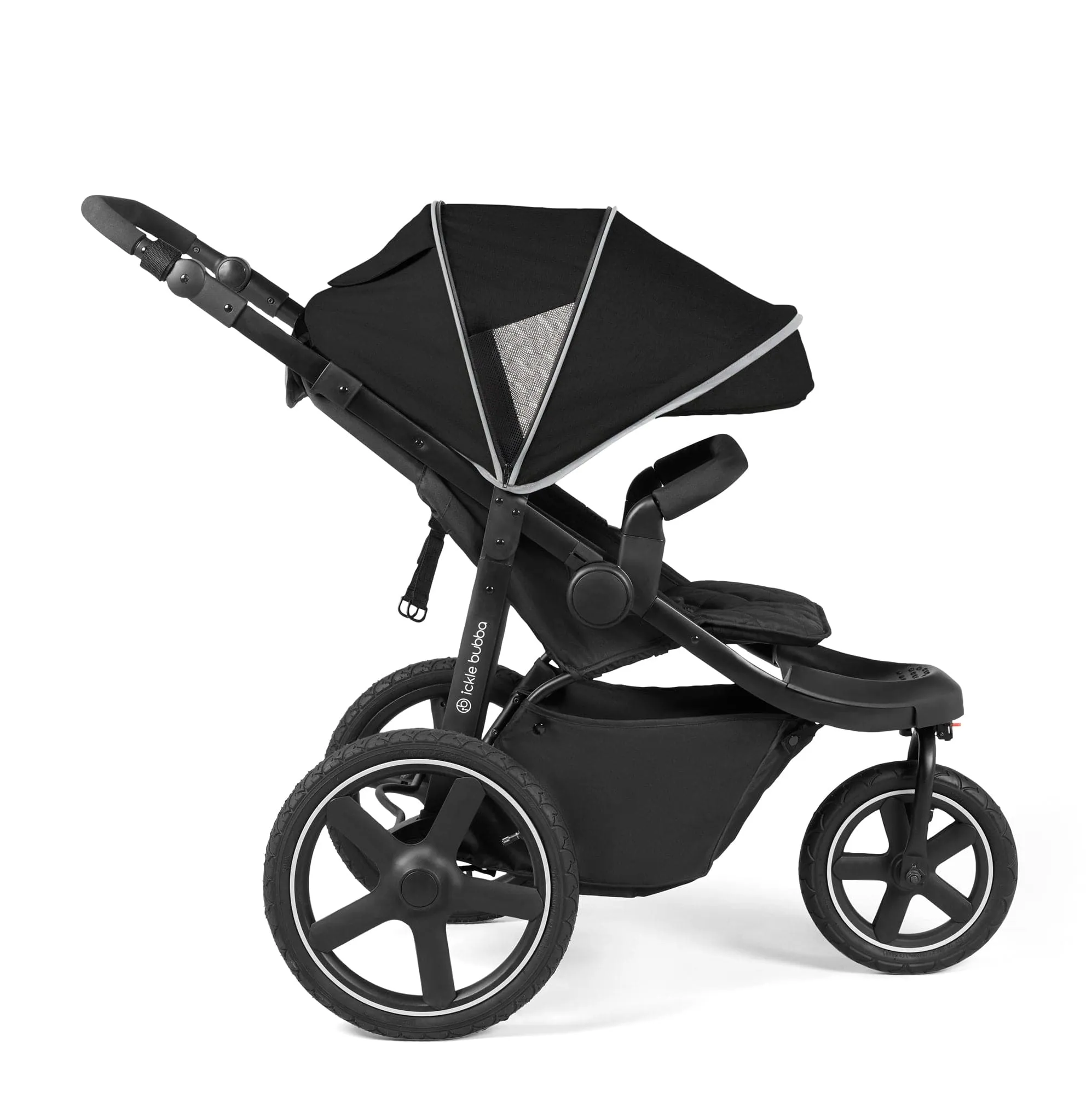 Ickle Bubba Venus Prime Jogger Stroller I-Size Travel System - Black/Black with Base