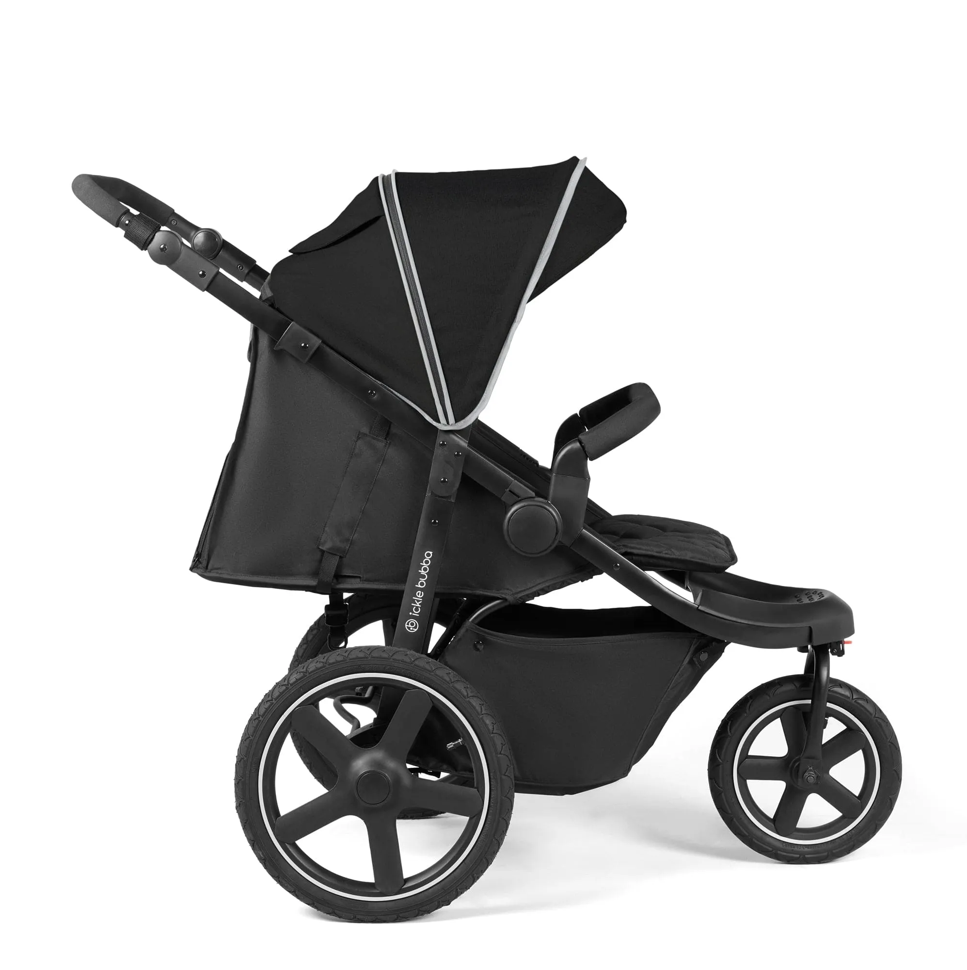 Ickle Bubba Venus Prime Jogger Stroller I-Size Travel System - Black/Black with Base