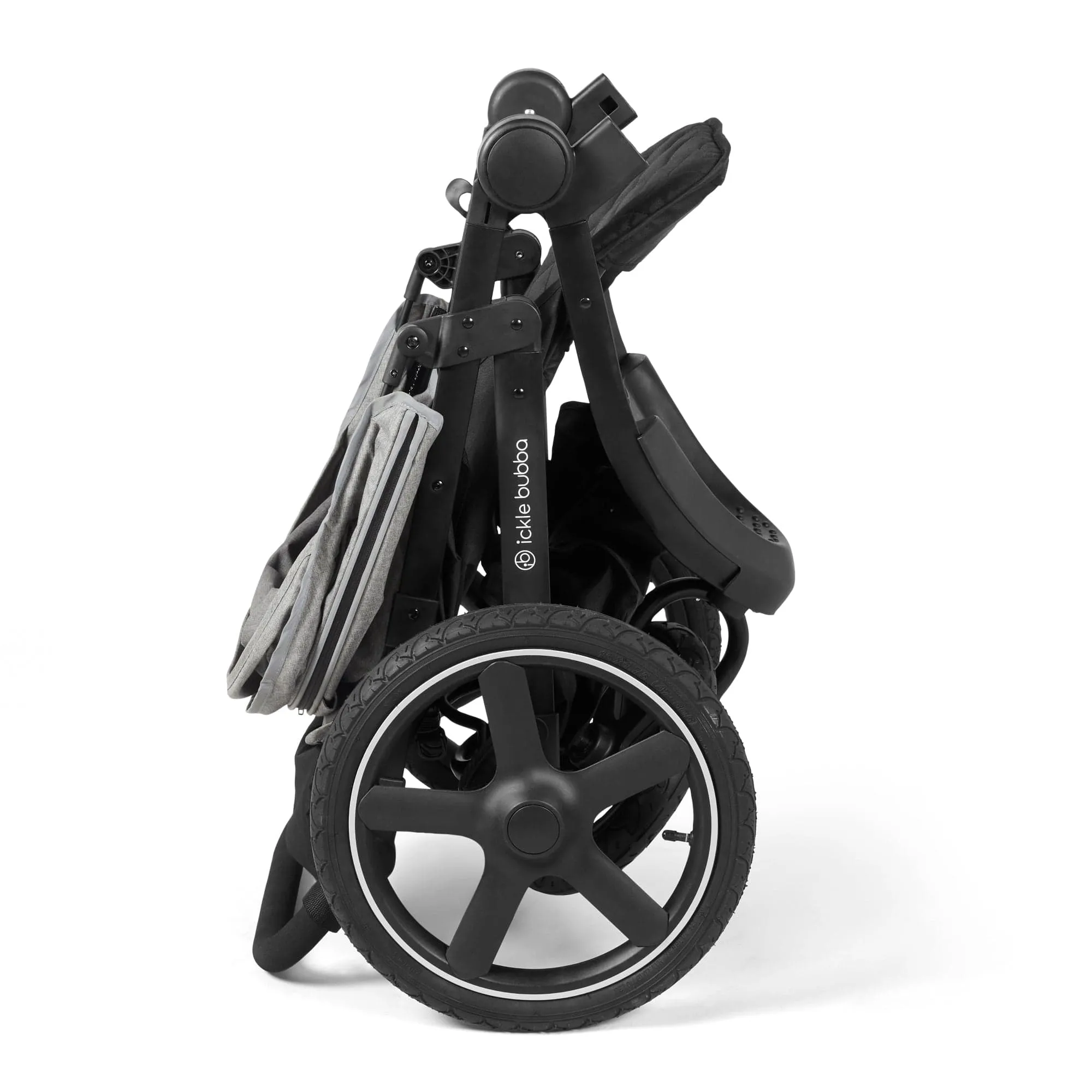 Ickle Bubba Venus Prime Jogger Stroller I-Size Travel System - Black/Space Grey with Base