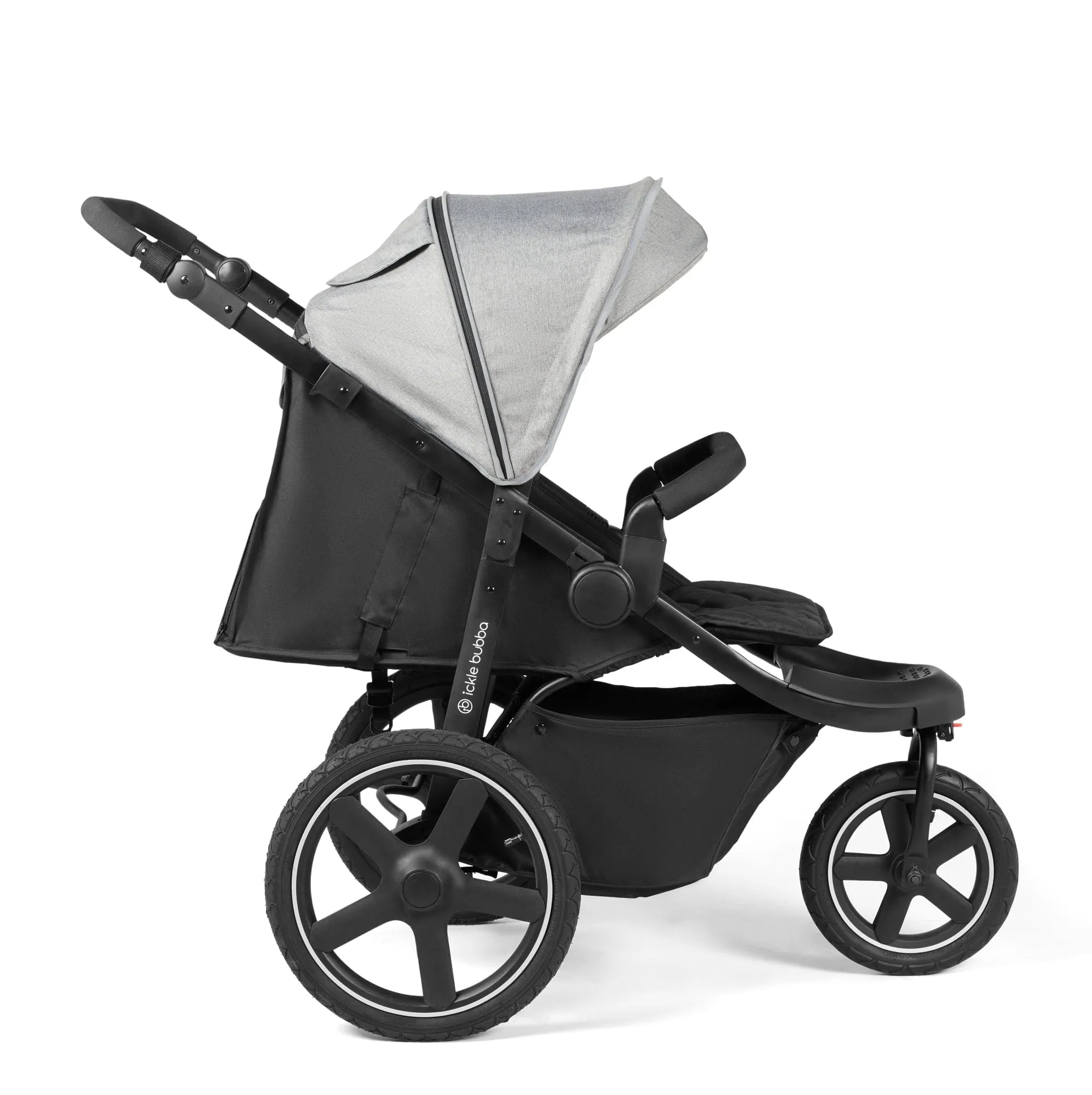 Ickle Bubba Venus Prime Jogger Stroller I-Size Travel System - Black/Space Grey with Base
