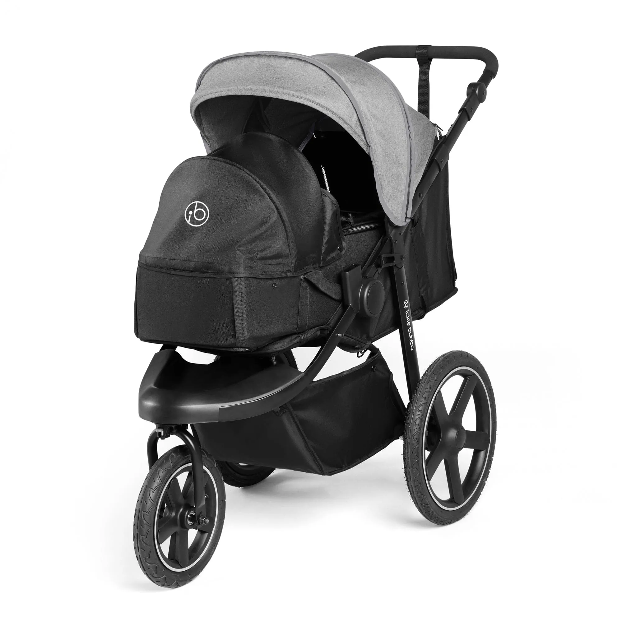 Ickle Bubba Venus Prime Jogger Stroller I-Size Travel System - Black/Space Grey with Base