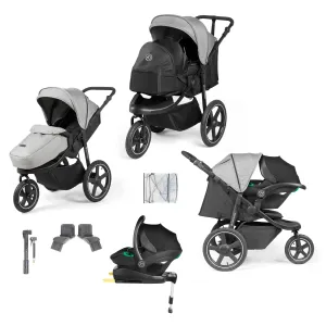 Ickle Bubba Venus Prime Jogger Stroller I-Size Travel System - Black/Space Grey with Base