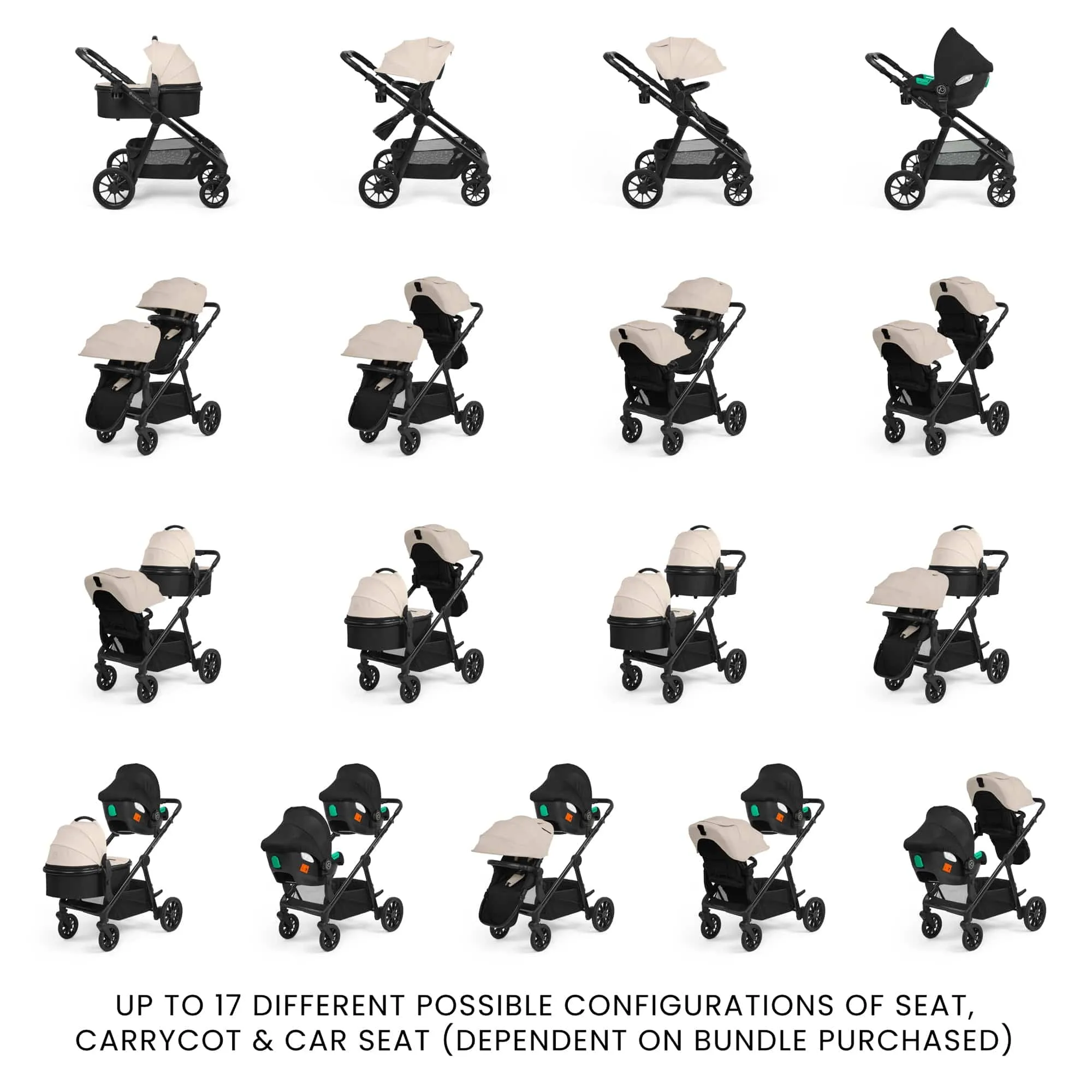 Ickle Bubba Virgo Travel System (Cirrus) - Black / Stone / Black
