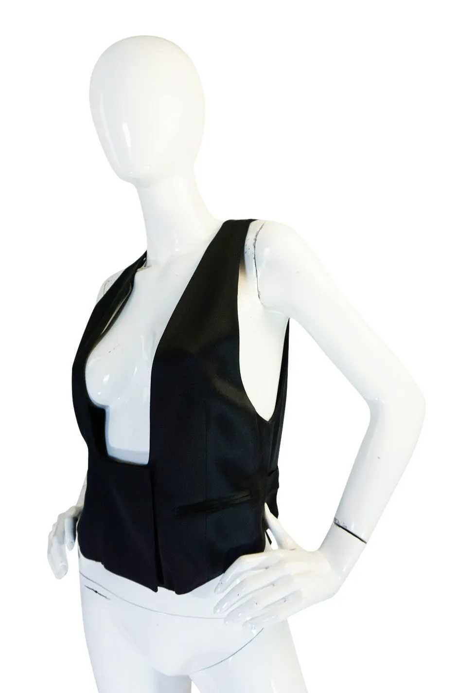 Iconic 1990s Black Silk Yves Saint Laurent Tuxedo Vest