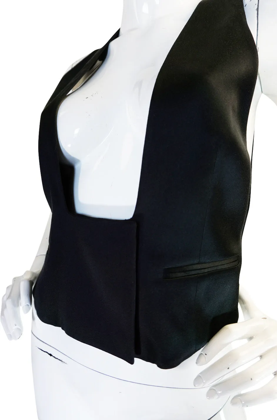 Iconic 1990s Black Silk Yves Saint Laurent Tuxedo Vest