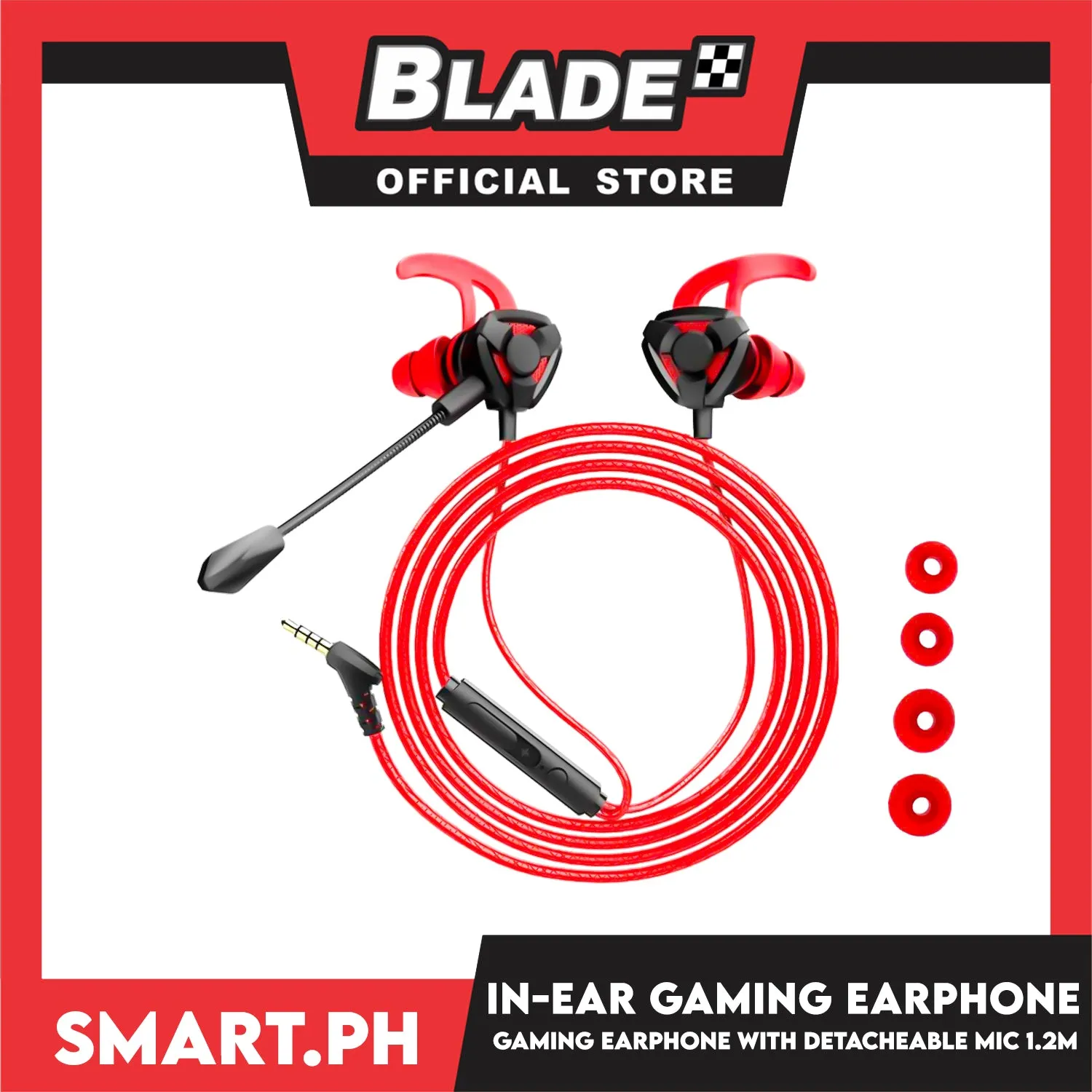 In-Ear Gaming Earphone with Detachable Mic 1.2m (Red)
