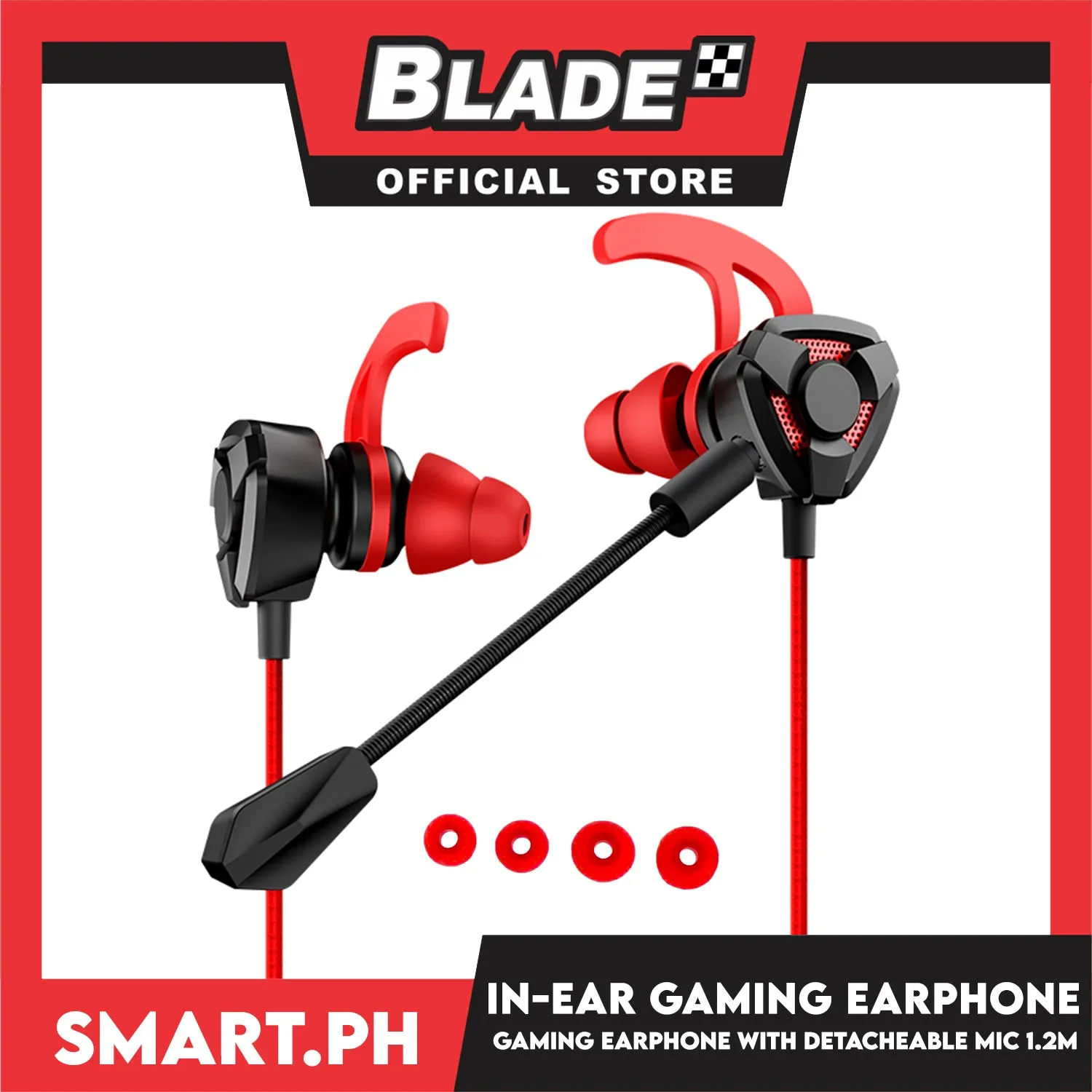 In-Ear Gaming Earphone with Detachable Mic 1.2m (Red)