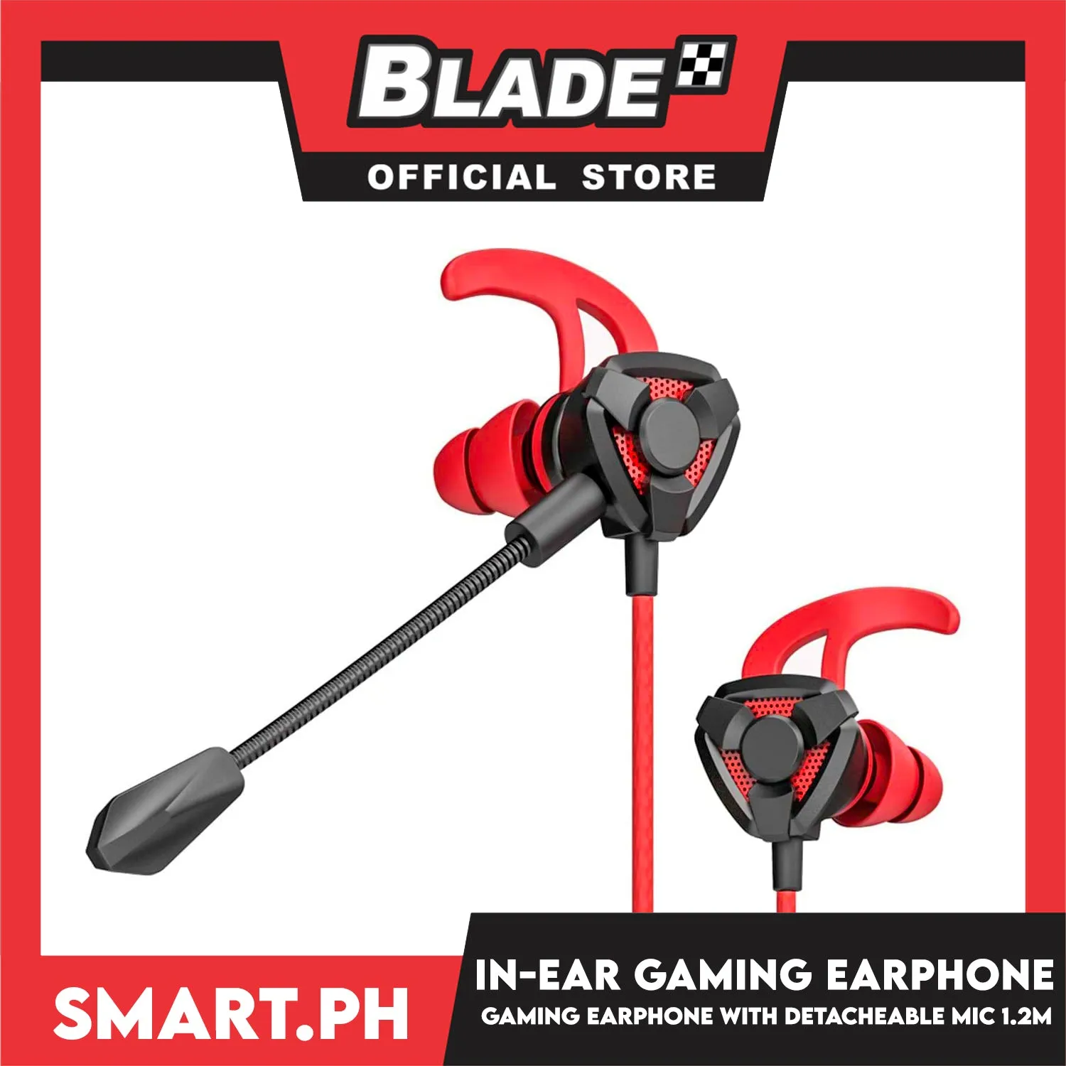 In-Ear Gaming Earphone with Detachable Mic 1.2m (Red)