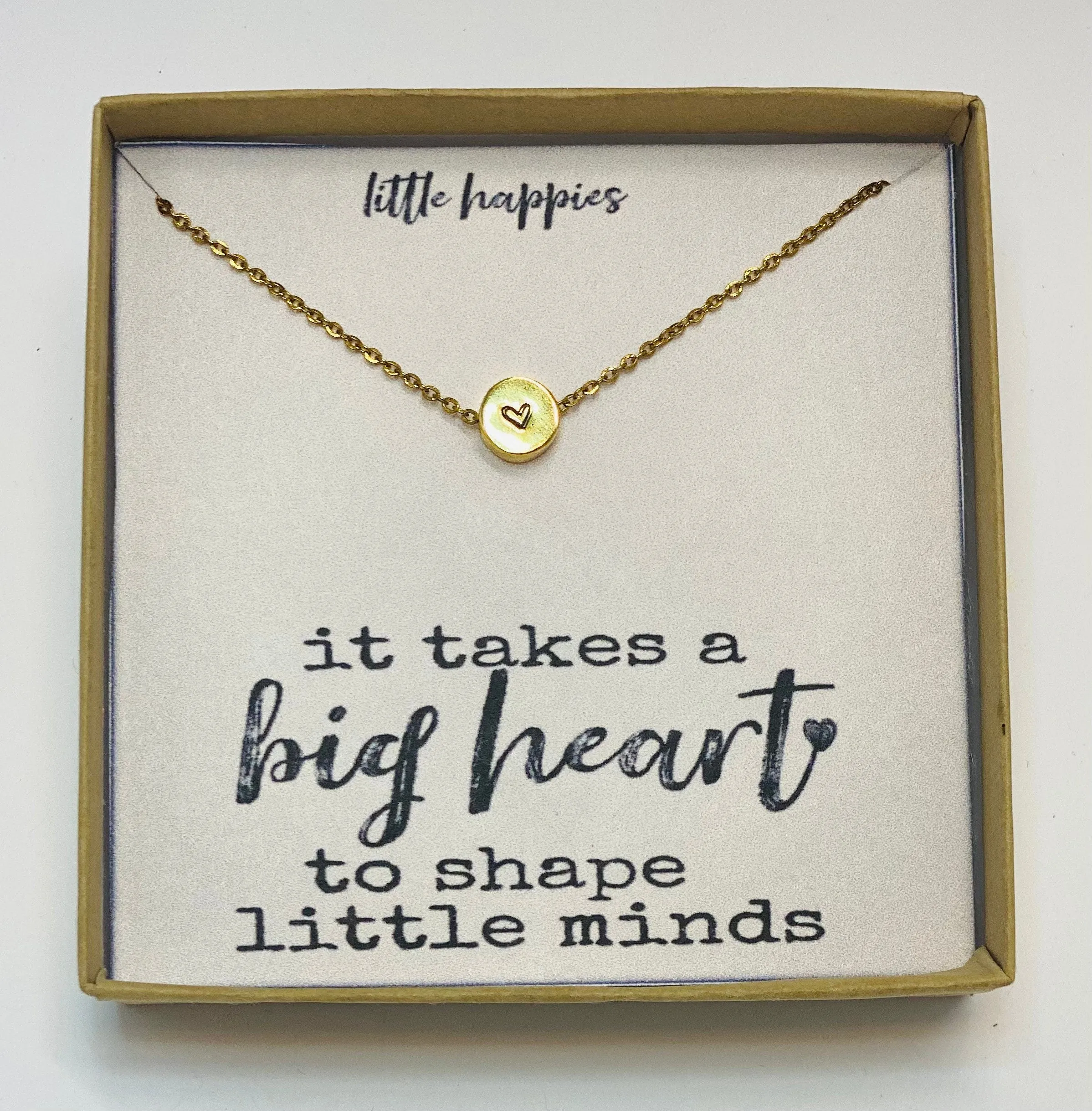 It takes a big heart, Teacher appreciation, Teacher jewelry, Teacher necklace, Inspirational teacher quote, to shape little minds