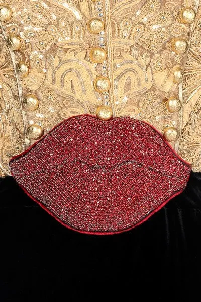 Jean Louis-Scherre "Lips" Embellished and Velvet Haute Couture Gown, AW03/4, US 4