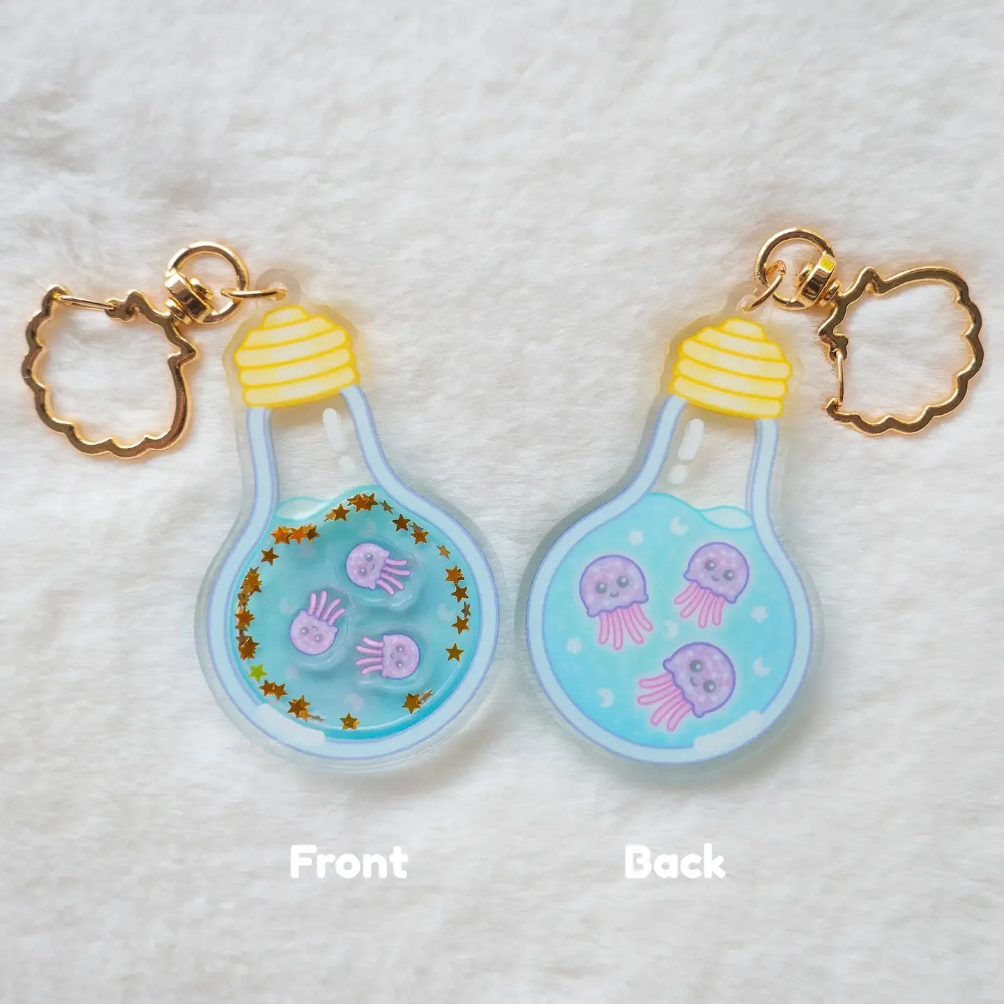 Jellyfish Light Bulb Acrylic Shaker Keyring