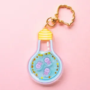 Jellyfish Light Bulb Acrylic Shaker Keyring