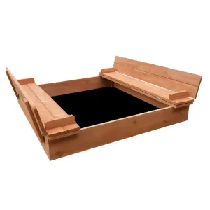Keezi Kids Sandpit Wooden Sandbox Sand Pit Foldable Seat Outdoor Beach Toys 90cm - ONLINE ONLY