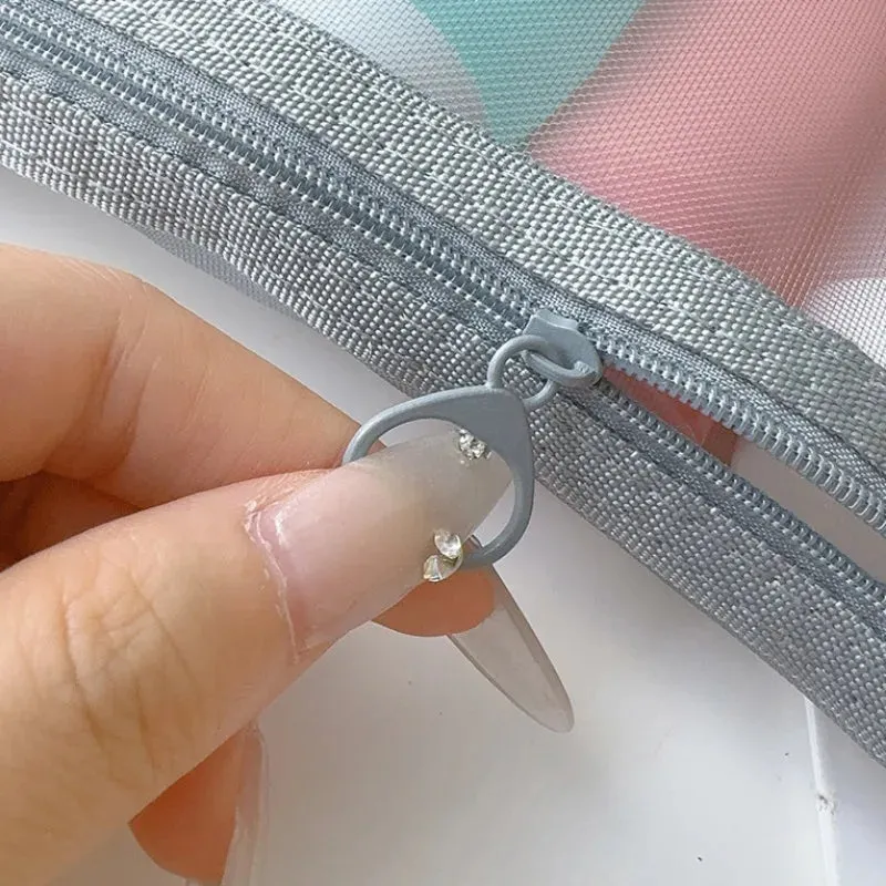 Keily | 3-piece Nylon Mesh Cosmetic and Toiletry Bag Set
