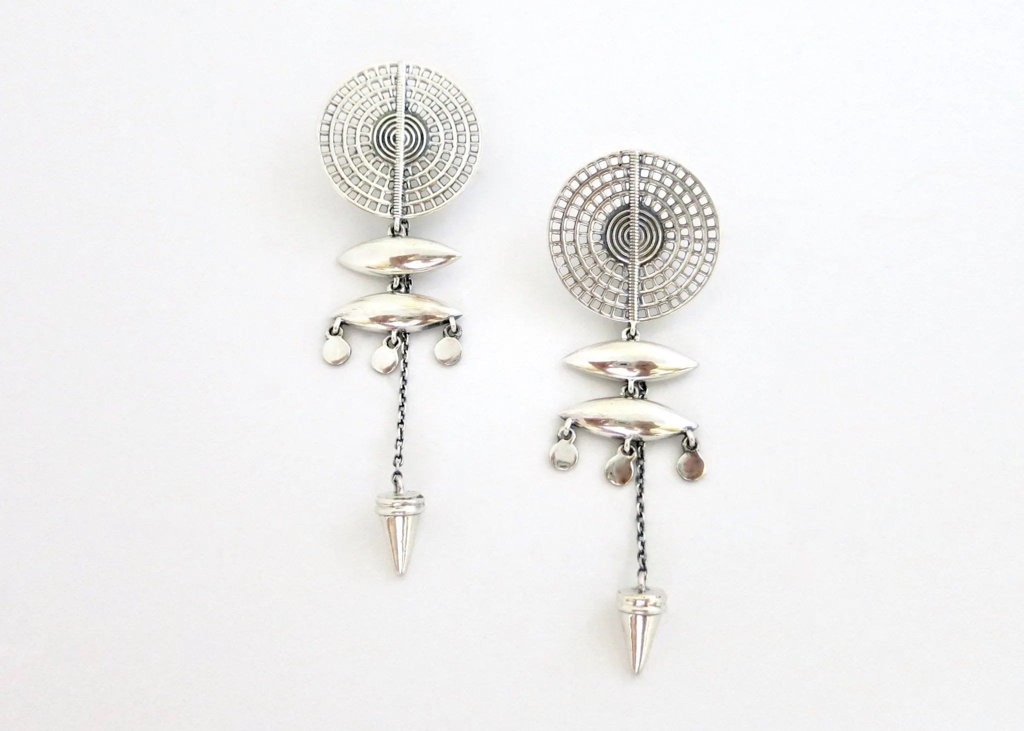 KELLAN shield and chain, front-back, modular earrings