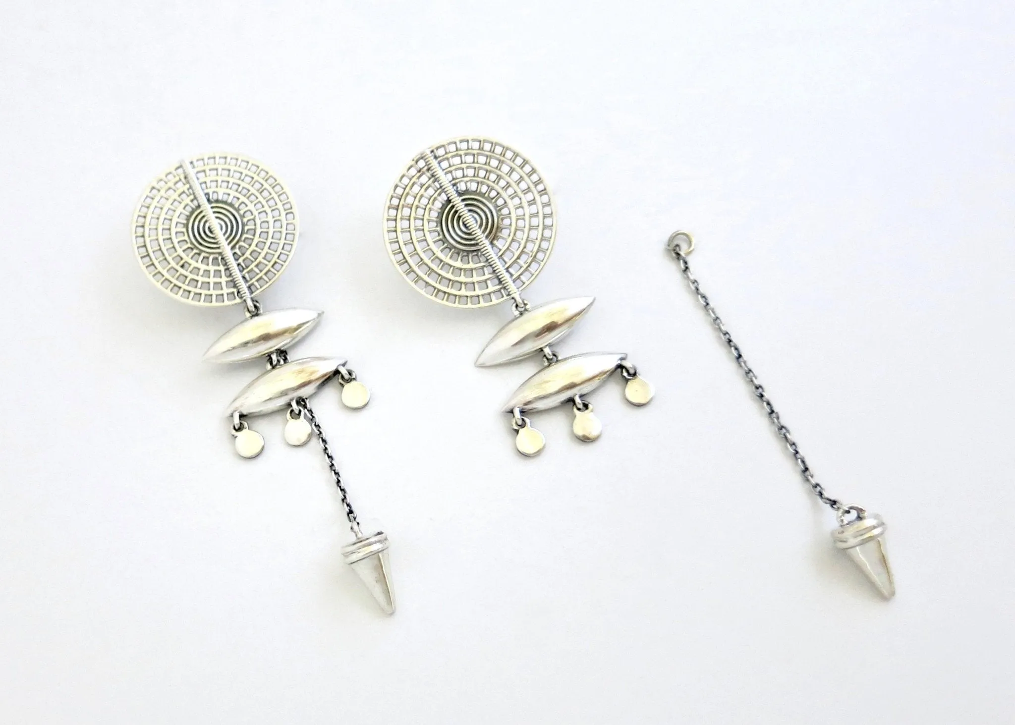 KELLAN shield and chain, front-back, modular earrings