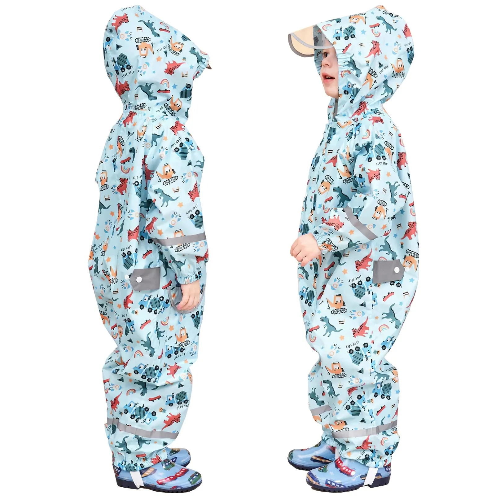 Kids raincoat Cartoon Print One-Piece with Storage Bag
