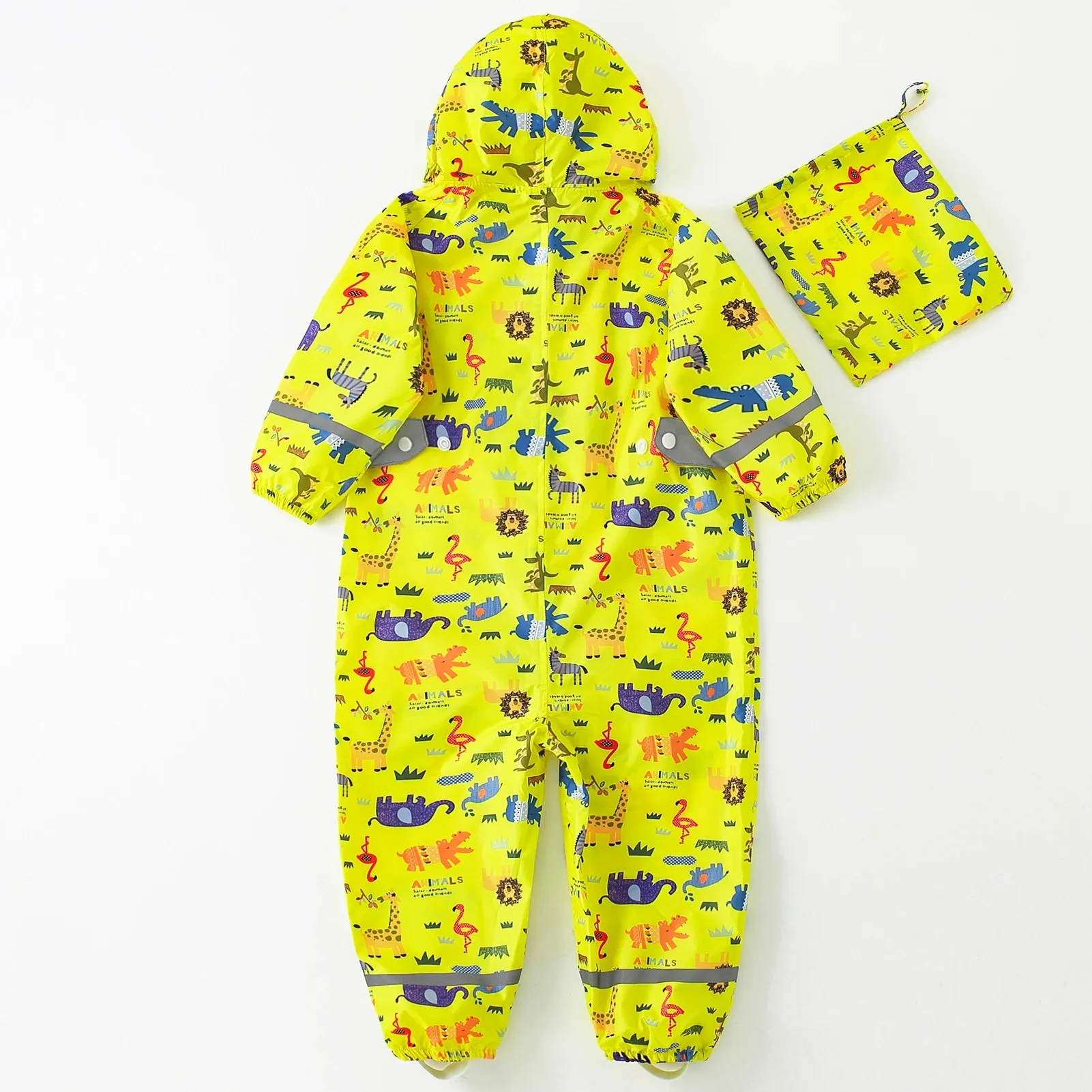 Kids raincoat Cartoon Print One-Piece with Storage Bag