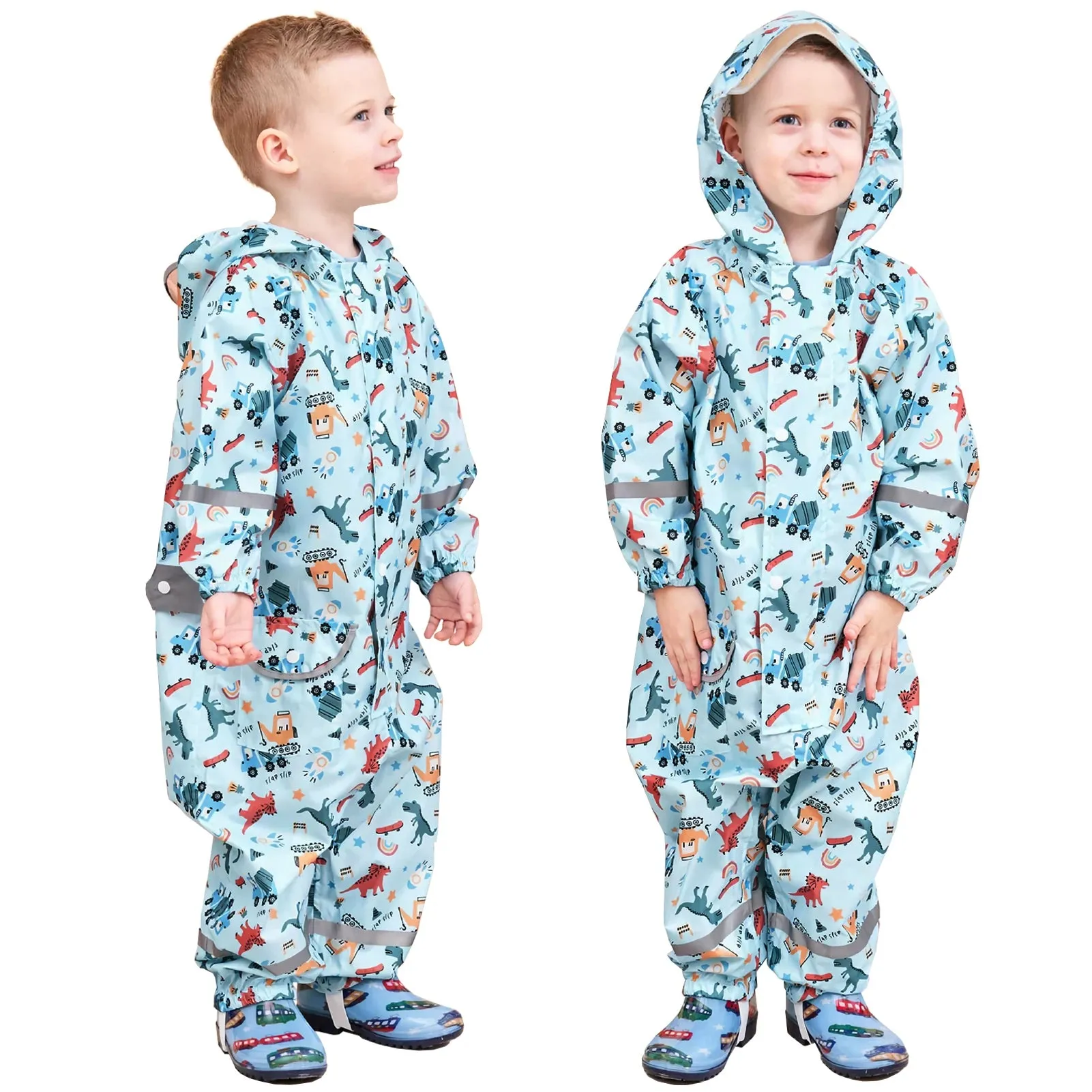 Kids raincoat Cartoon Print One-Piece with Storage Bag