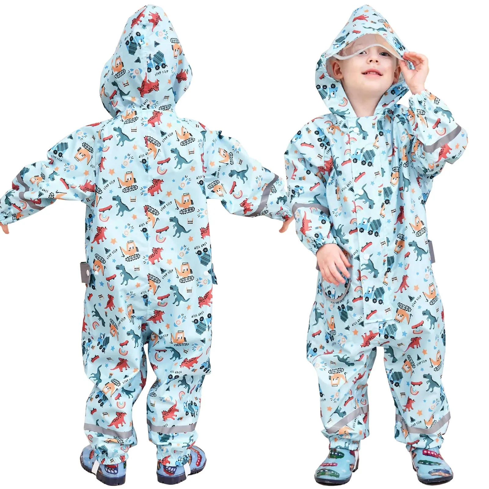 Kids raincoat Cartoon Print One-Piece with Storage Bag