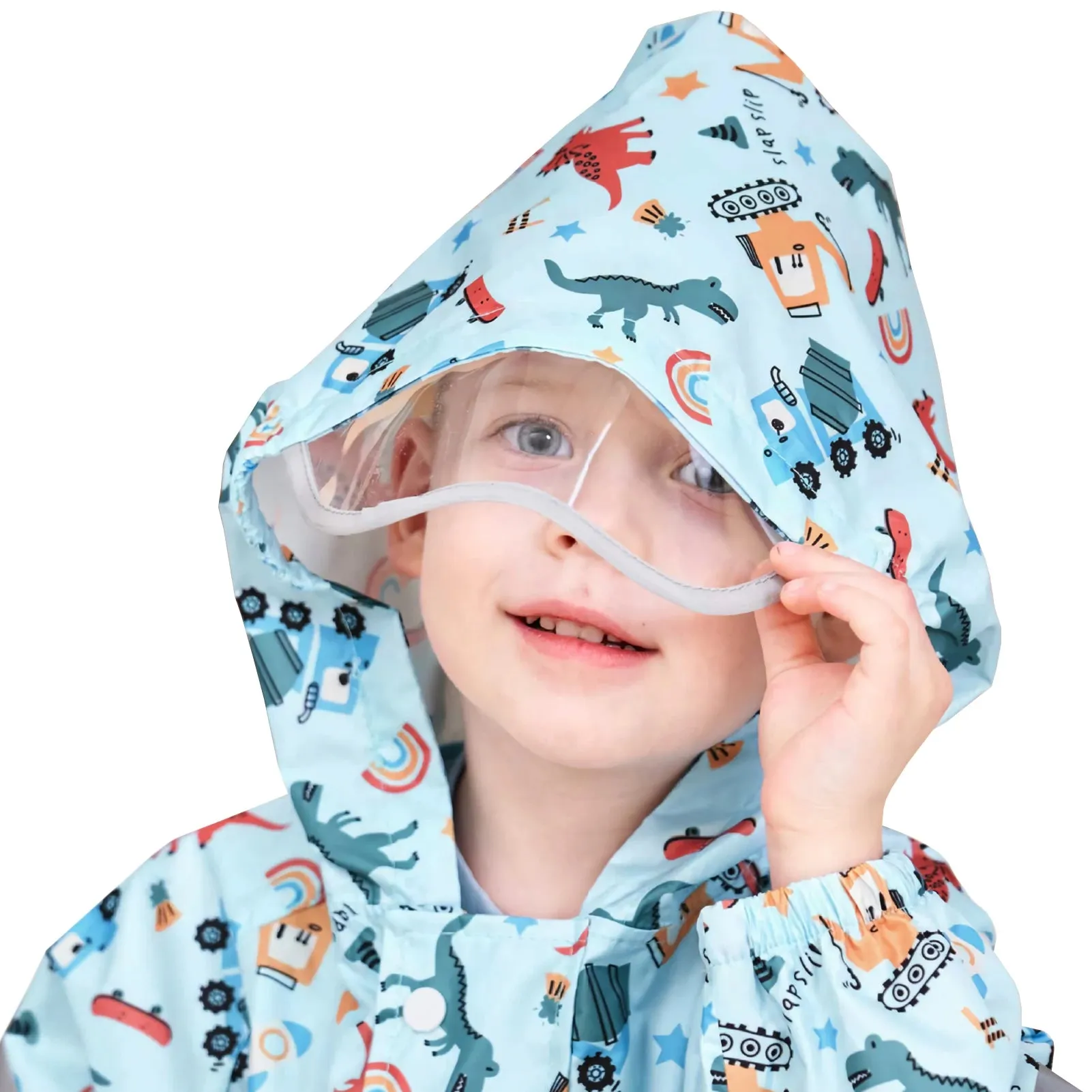 Kids raincoat Cartoon Print One-Piece with Storage Bag