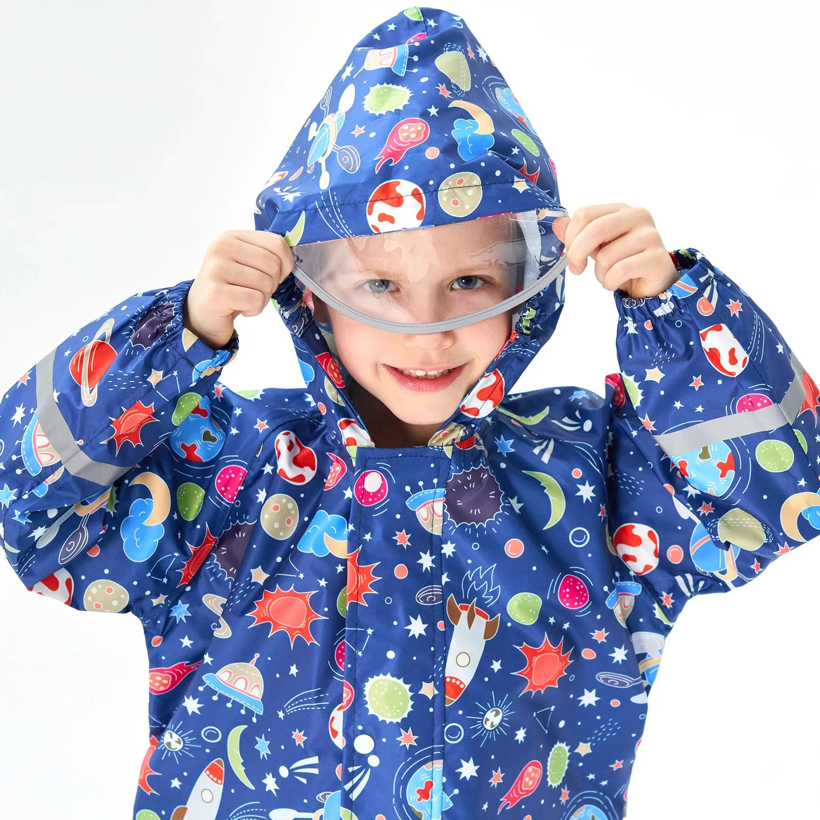 Kids raincoat Cartoon Print One-Piece with Storage Bag