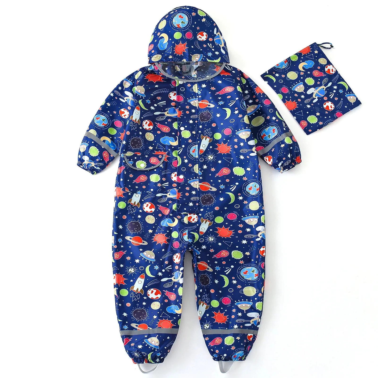 Kids raincoat Cartoon Print One-Piece with Storage Bag