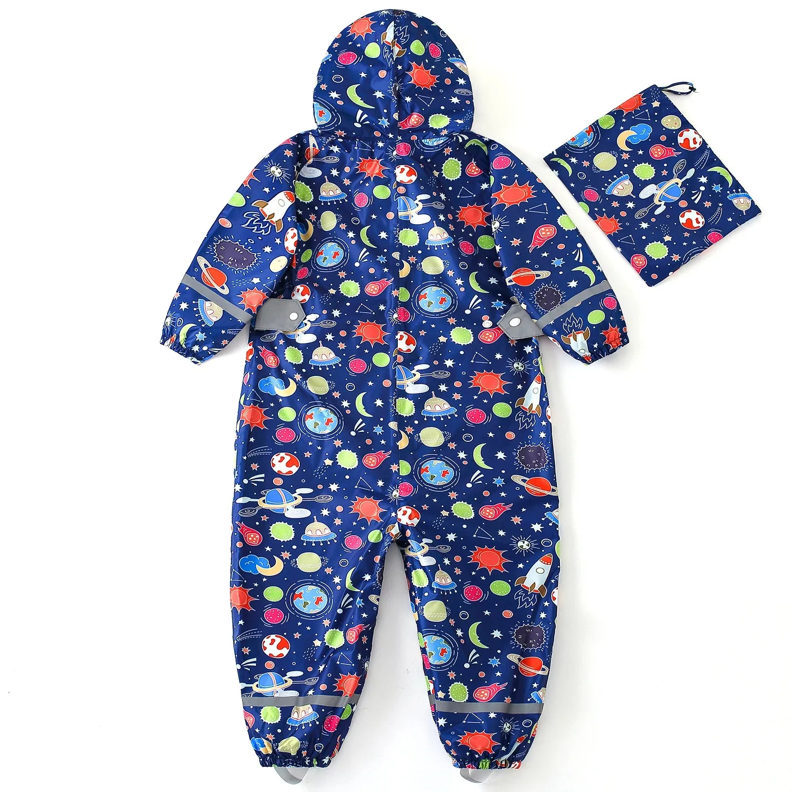 Kids raincoat Cartoon Print One-Piece with Storage Bag