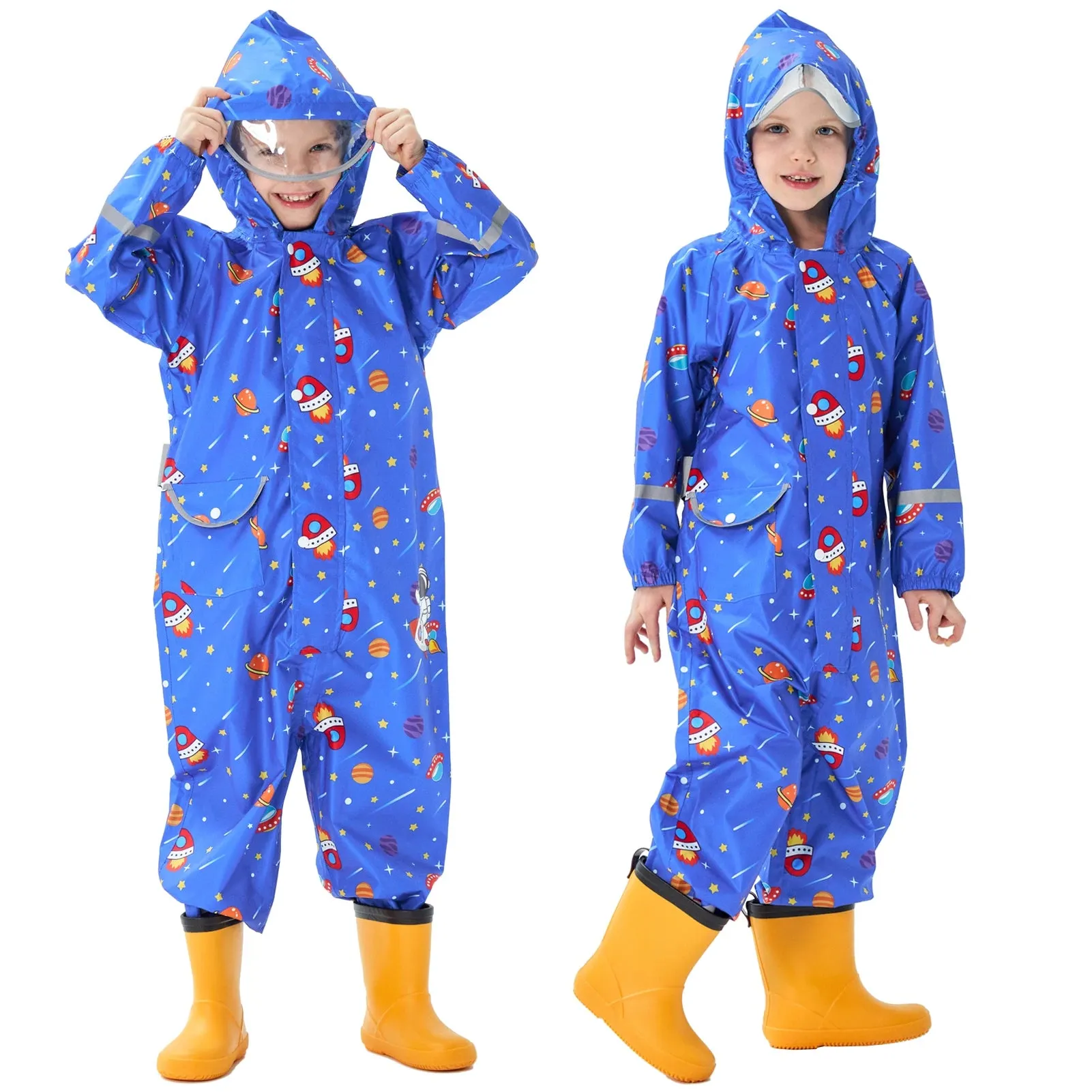 Kids raincoat Cartoon Print One-Piece with Storage Bag