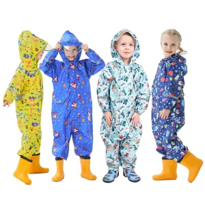 Kids raincoat Cartoon Print One-Piece with Storage Bag