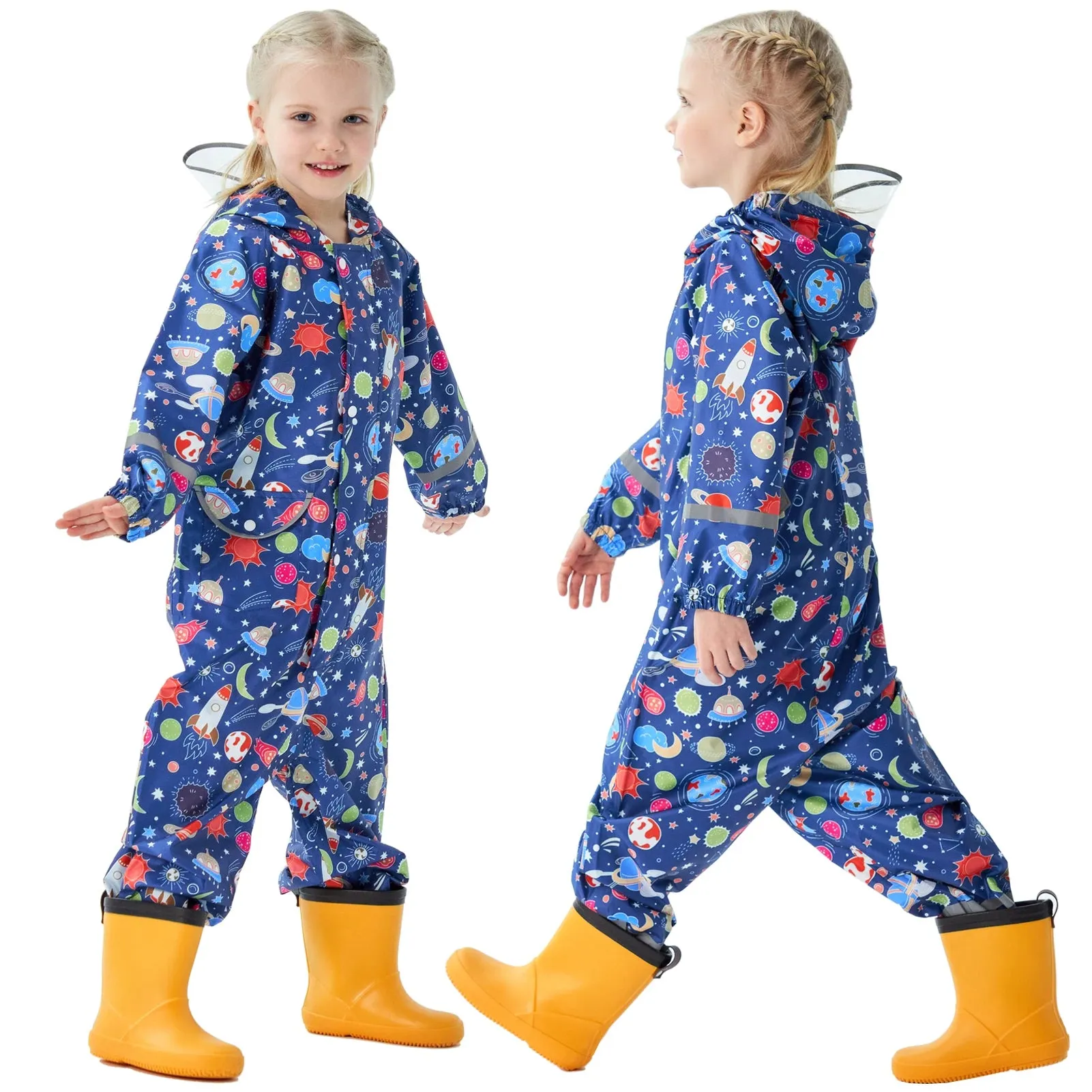 Kids raincoat Cartoon Print One-Piece with Storage Bag