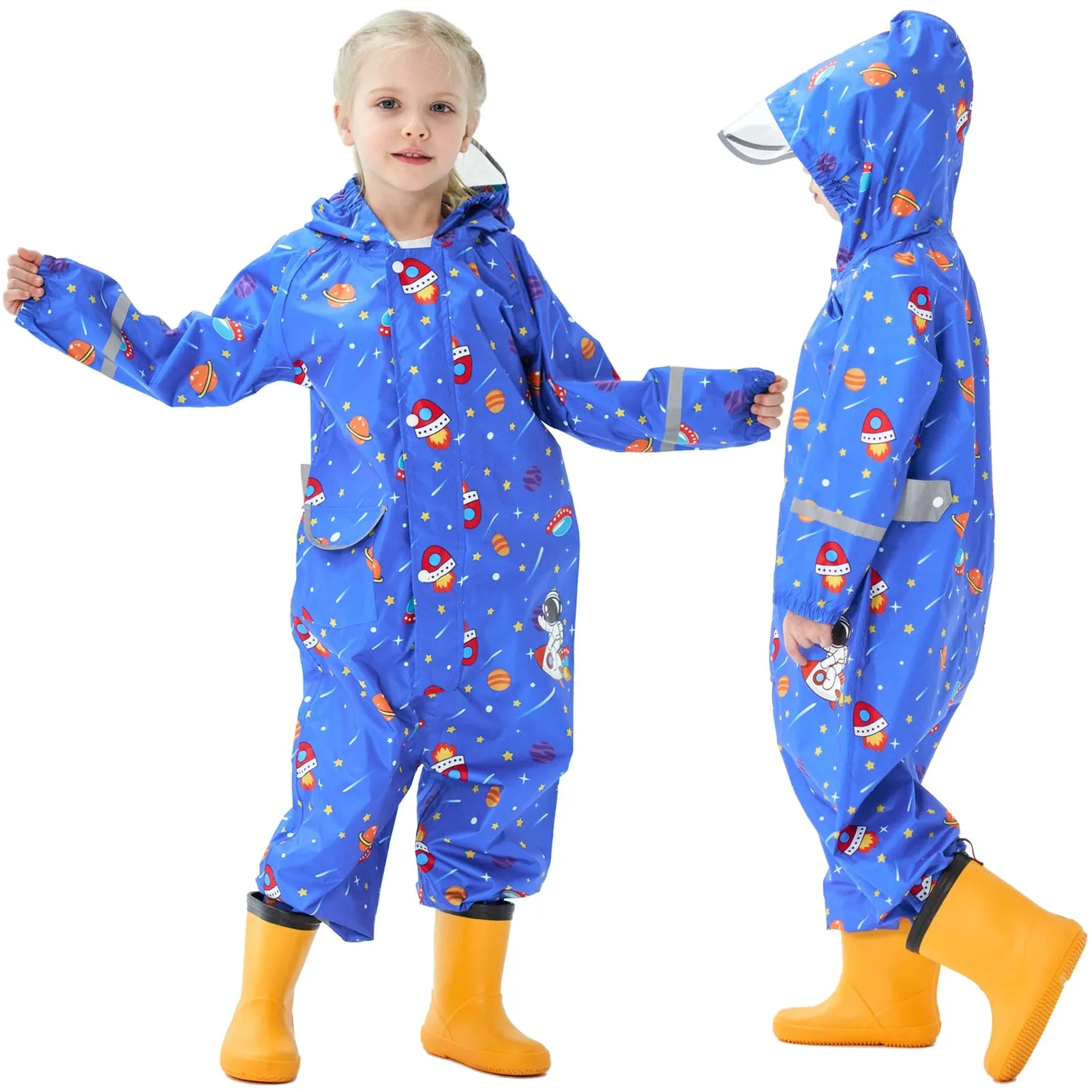 Kids raincoat Cartoon Print One-Piece with Storage Bag
