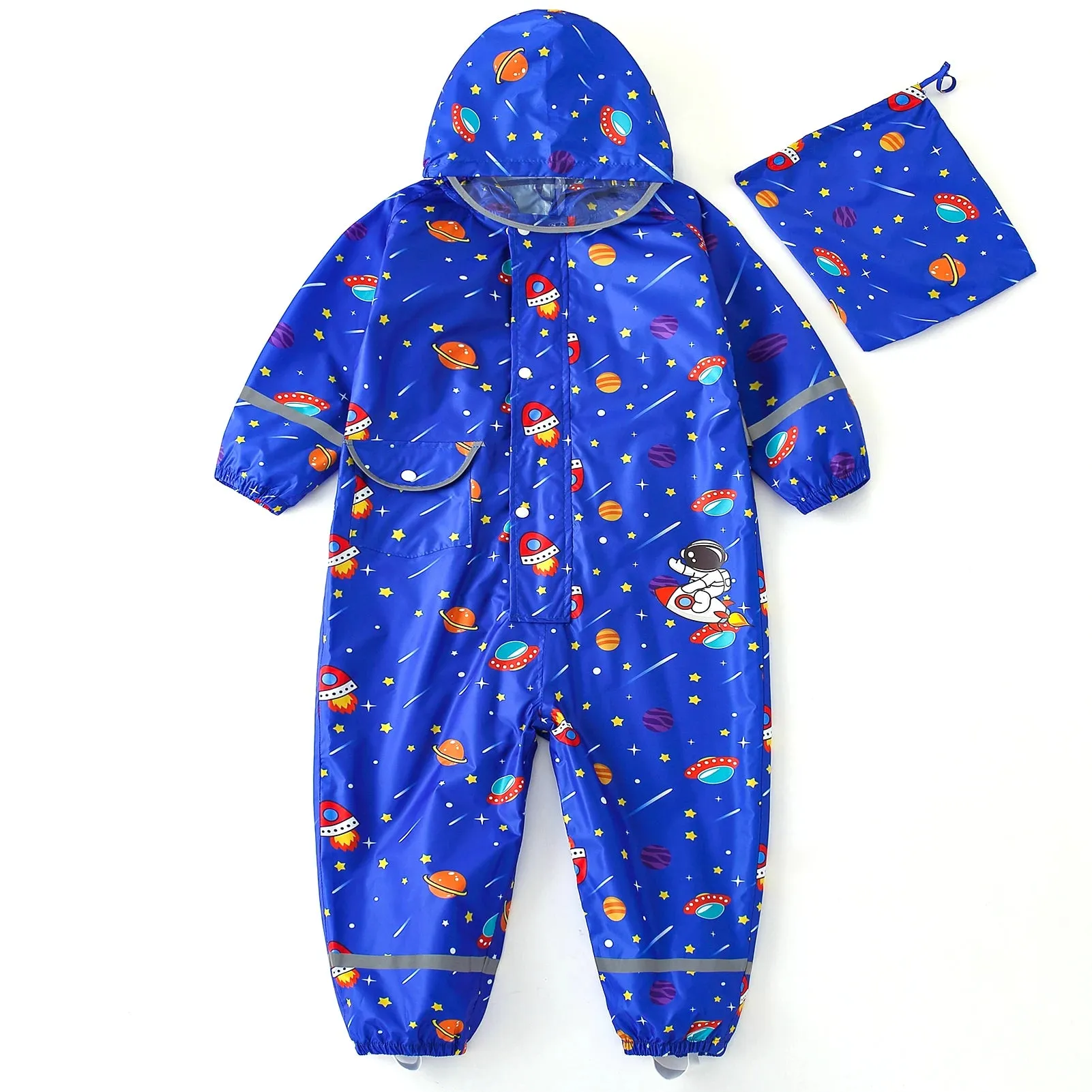 Kids raincoat Cartoon Print One-Piece with Storage Bag