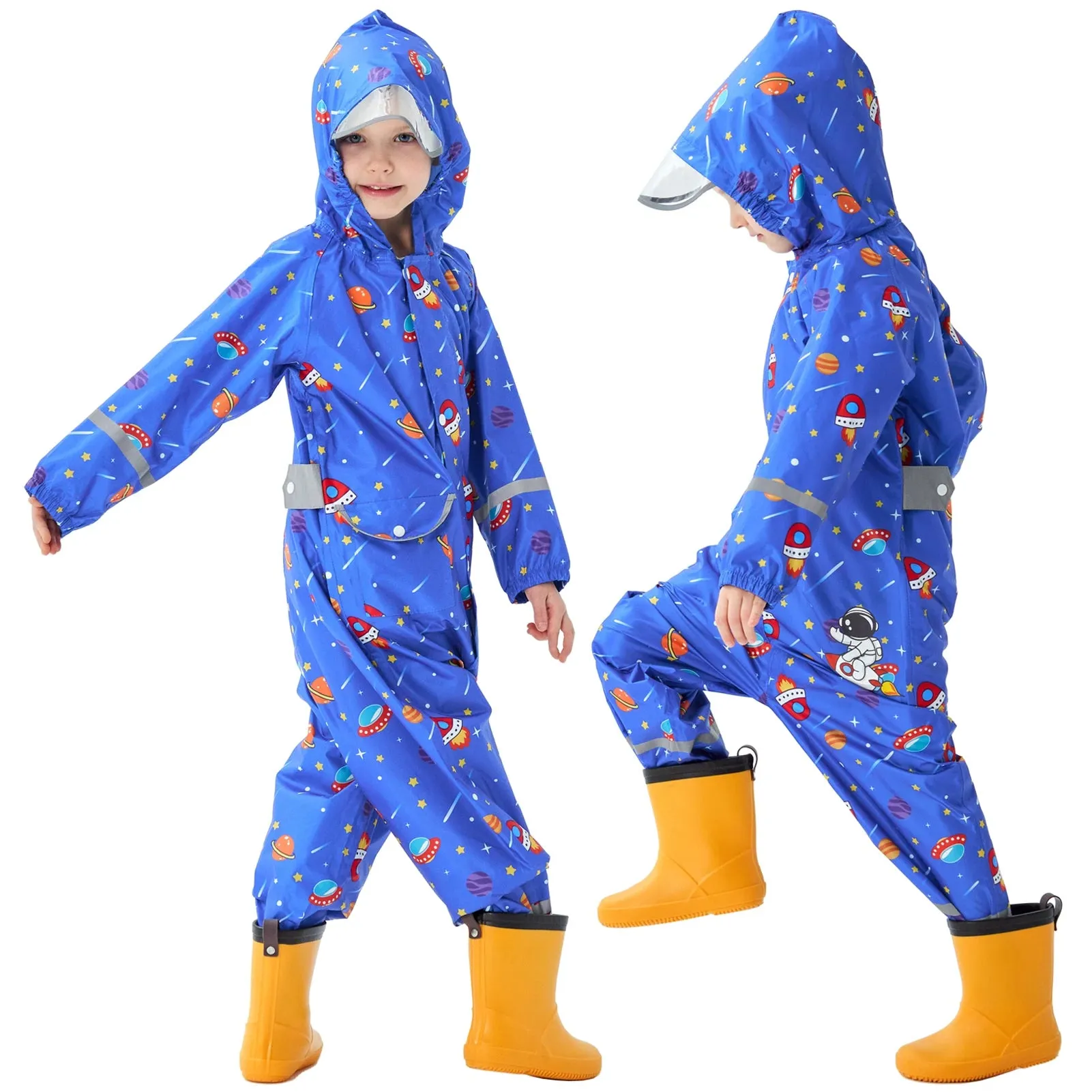 Kids raincoat Cartoon Print One-Piece with Storage Bag