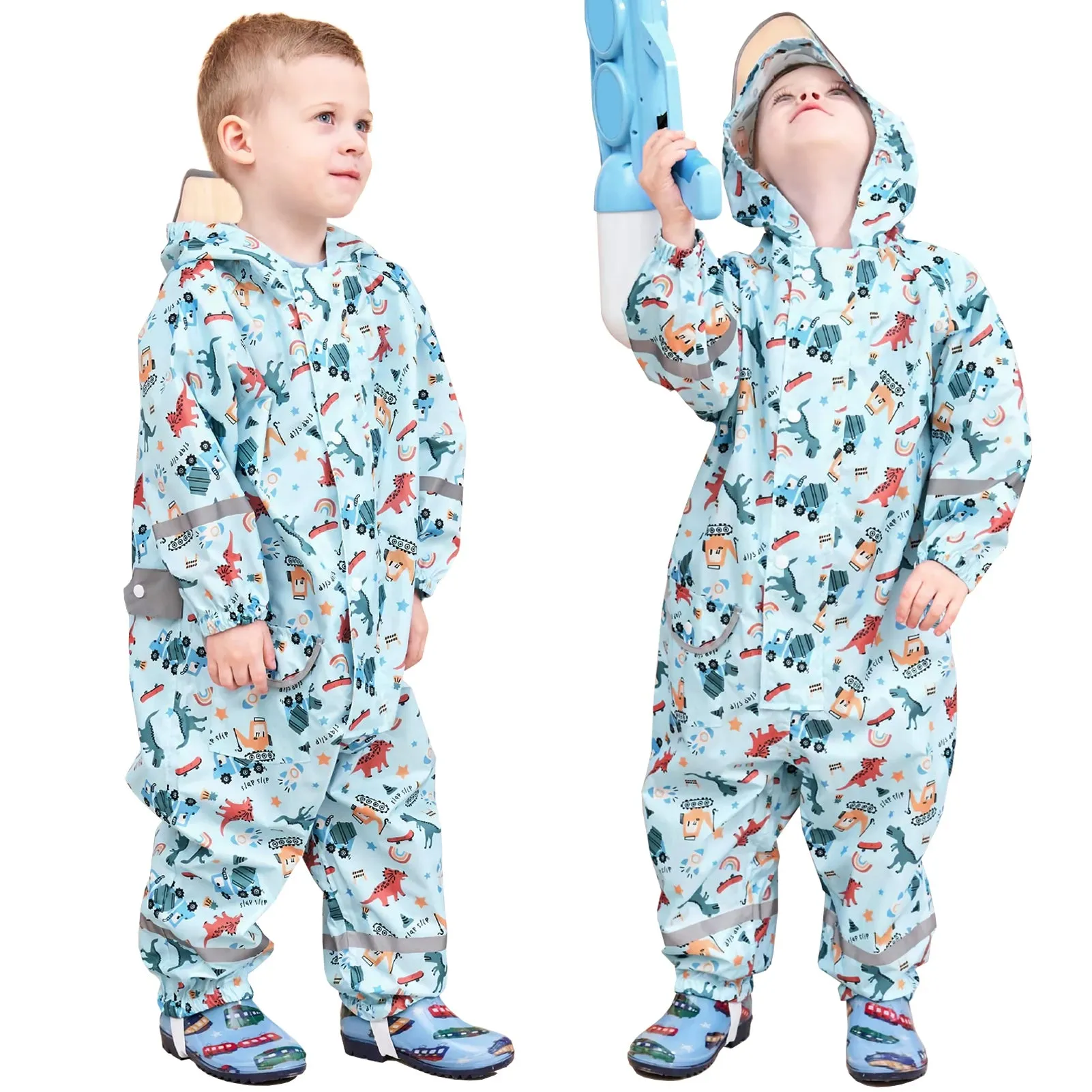 Kids raincoat Cartoon Print One-Piece with Storage Bag
