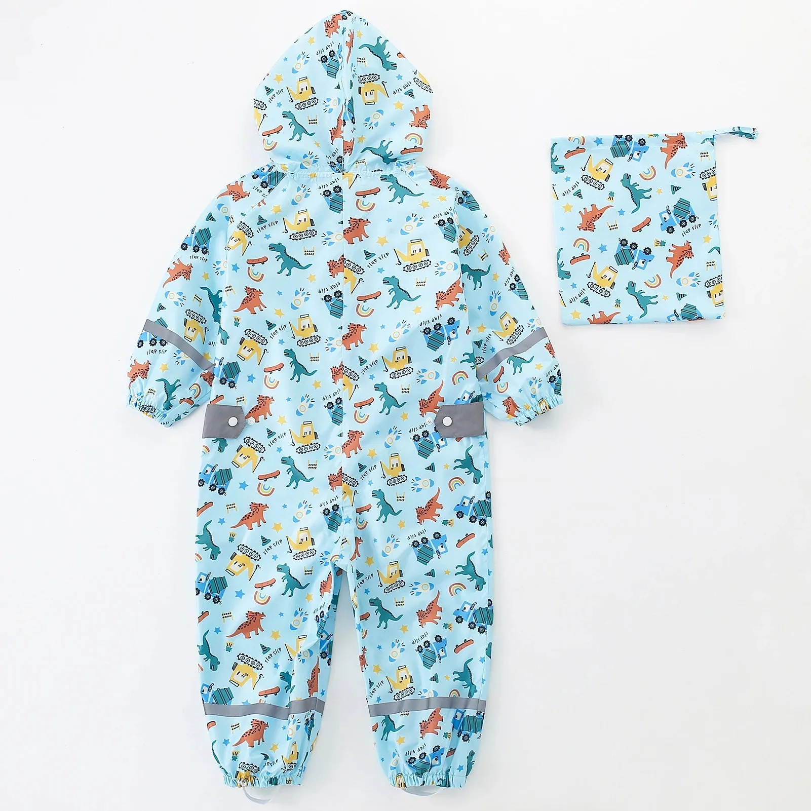 Kids raincoat Cartoon Print One-Piece with Storage Bag