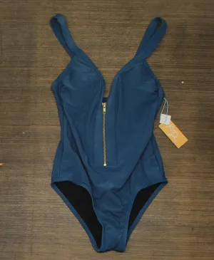 Kona Sol Women's Ribbed Zipper Medium Coverage One Piece Swimsuit AFL89