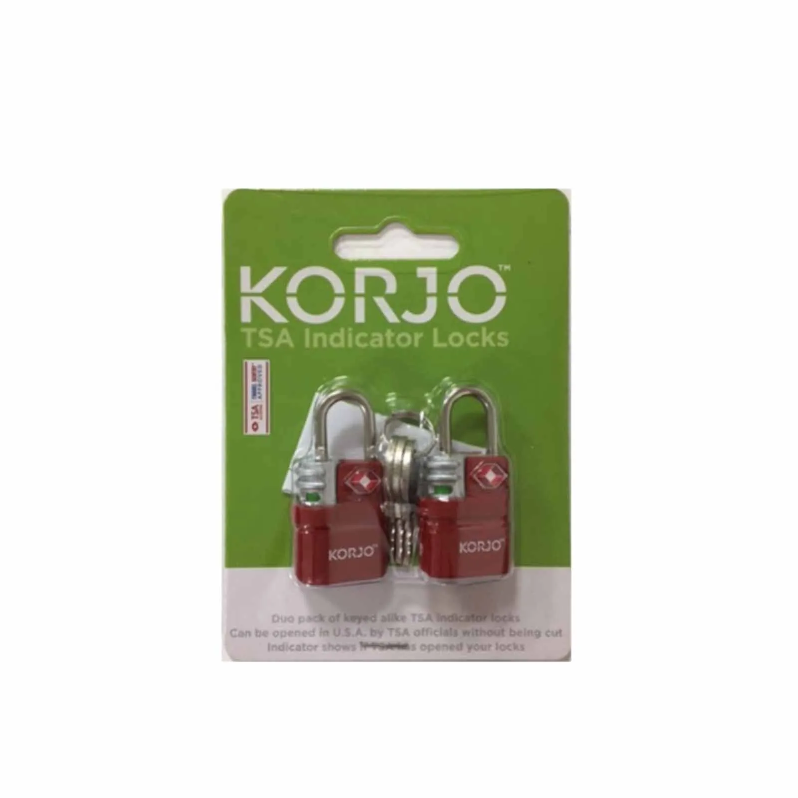 Korjo TSA Keyed Locks With Indicator Duo Pack