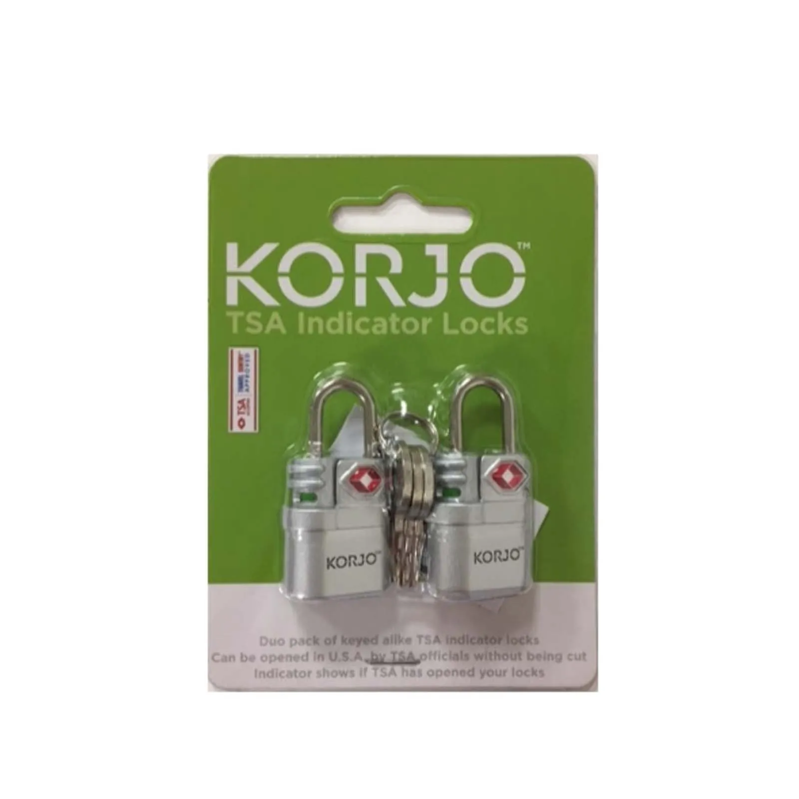 Korjo TSA Keyed Locks With Indicator Duo Pack
