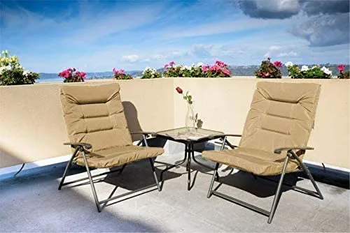 Kozyard Elsa 3 Pieces Outdoor Patio Furniture Padded Folding Sets for Yard, Patio, Deck or Backyard