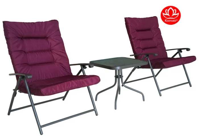 Kozyard Elsa 3 Pieces Outdoor Patio Furniture Padded Folding Sets for Yard, Patio, Deck or Backyard