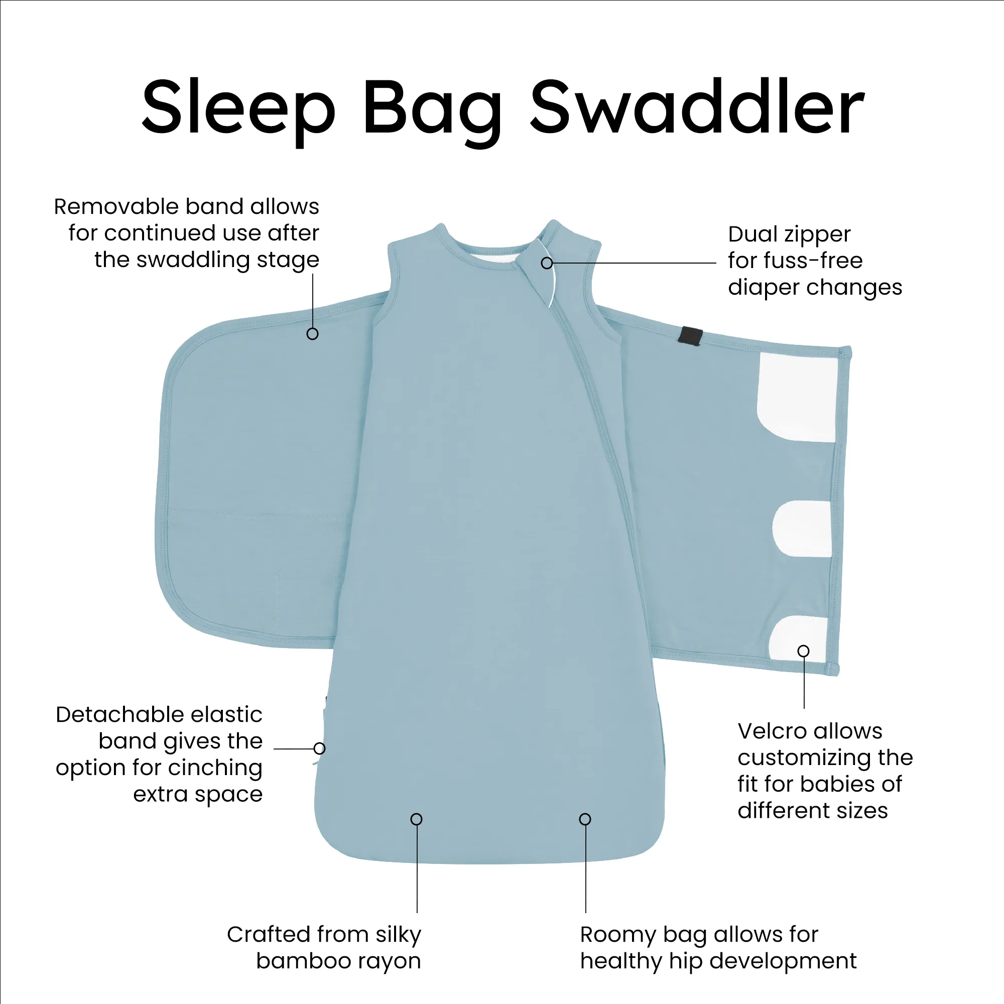 Kyte Baby Sleep Bag Swaddler - Dusty Blue